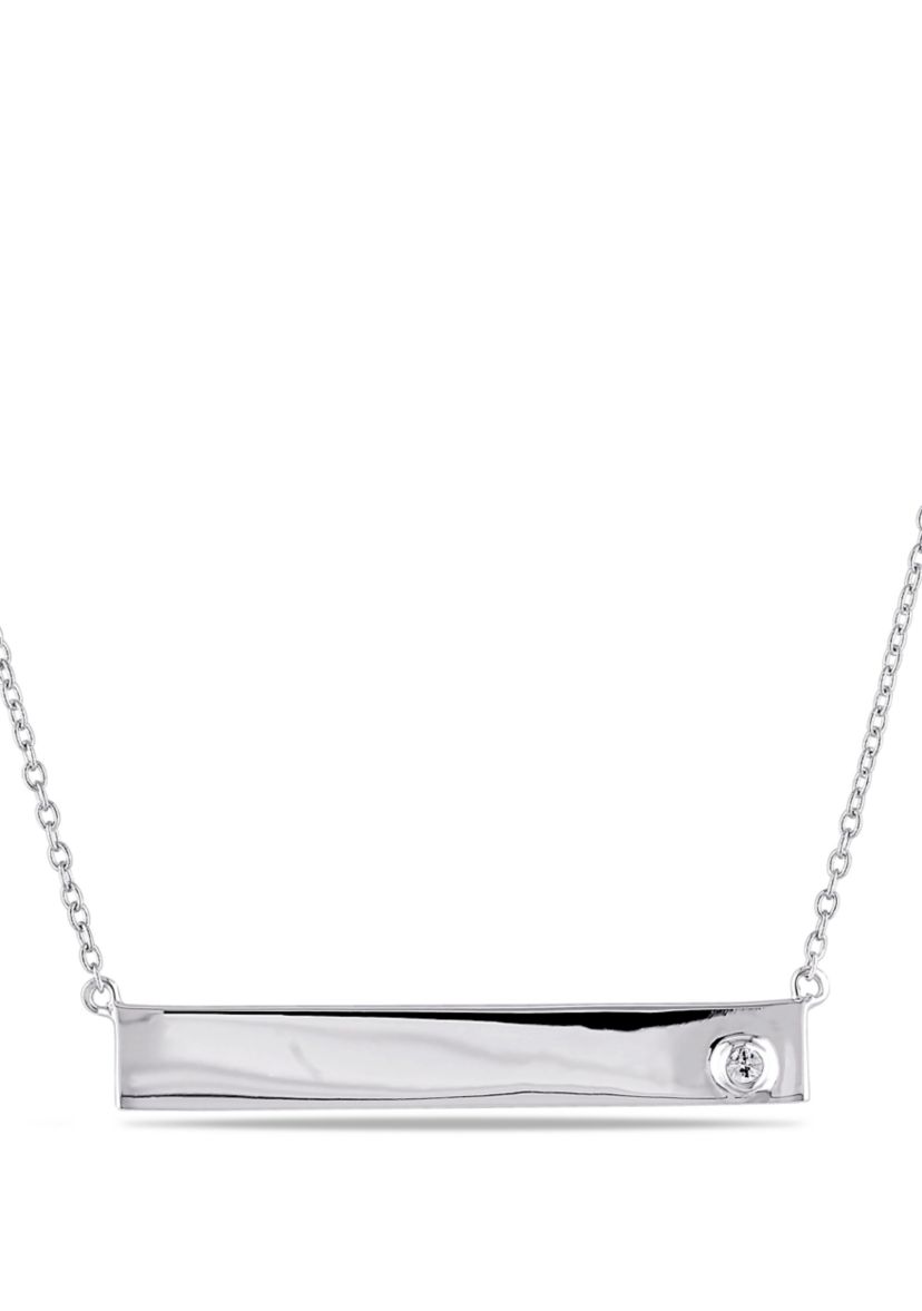 White Sapphire Linear Necklace in Sterling Silver