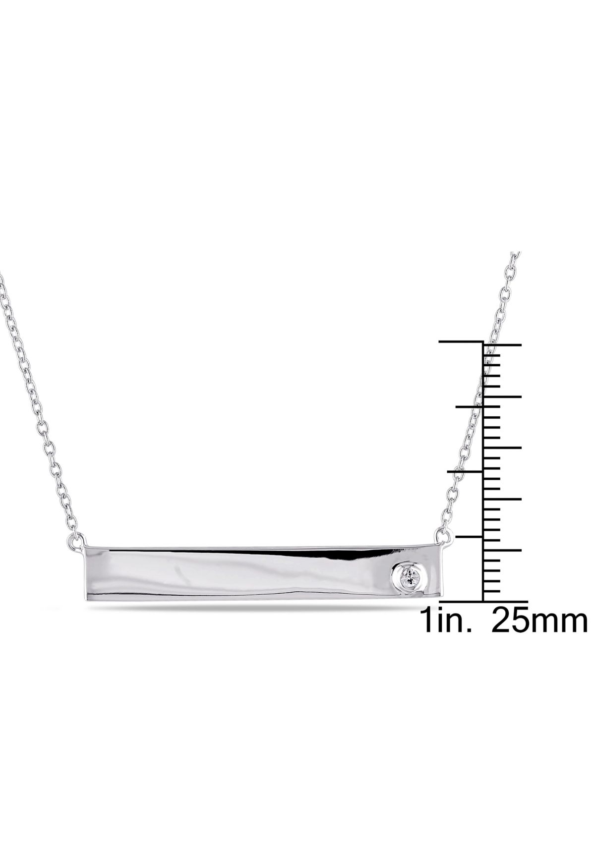 White Sapphire Linear Necklace in Sterling Silver