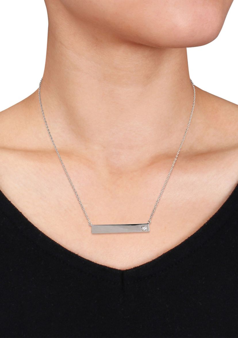 White Sapphire Linear Necklace in Sterling Silver