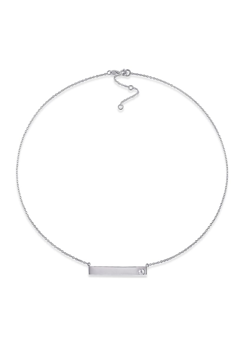 White Sapphire Linear Necklace in Sterling Silver