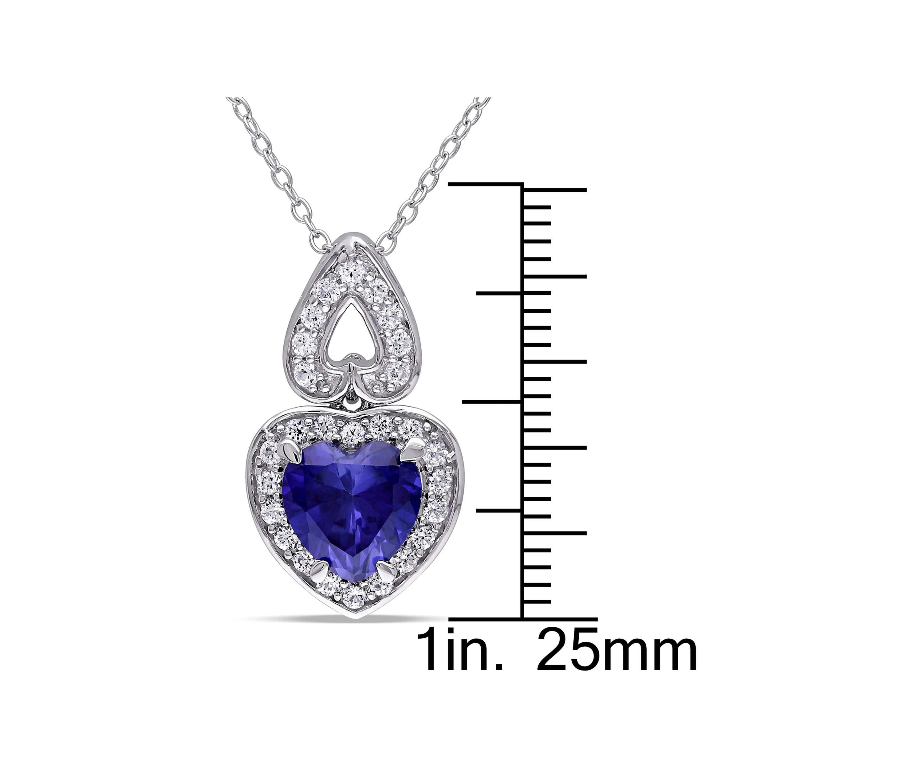 Lab Created 3.12 ct. t.g.w. Created Blue and Created White Sapphire Heart Halo Pendant with Chain in Sterling Silver