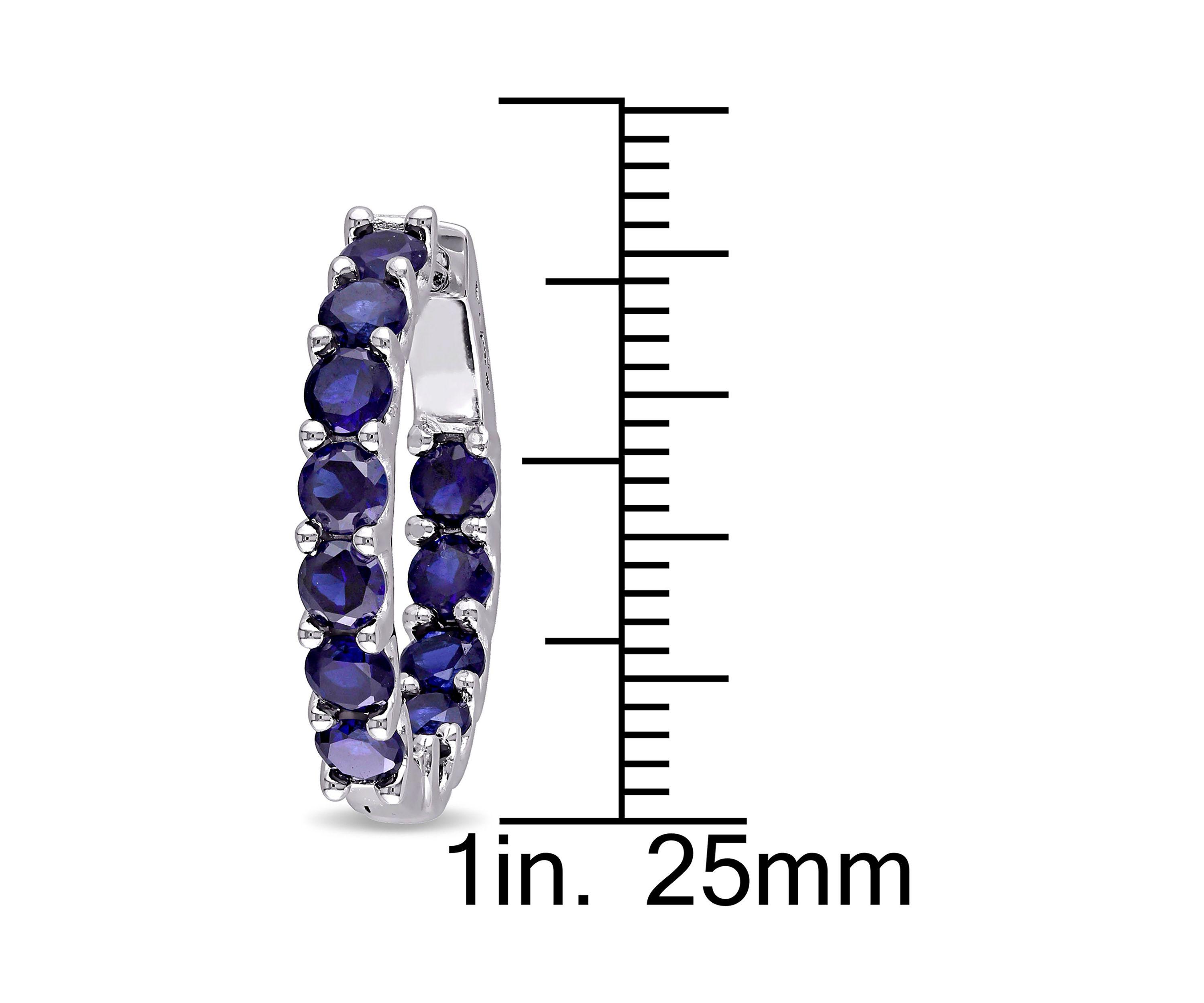 Lab Created 4 1/3 CT TGW Created Blue Sapphire Inside Outside Hoop Earrings in Sterling Silver