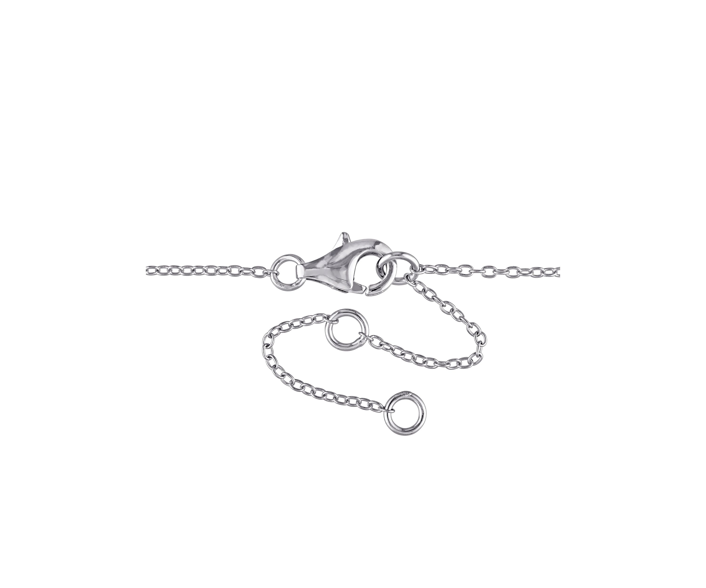 1/10 ct. t.w. Diamond and Aquamarine Halo Necklace in Sterling Silver