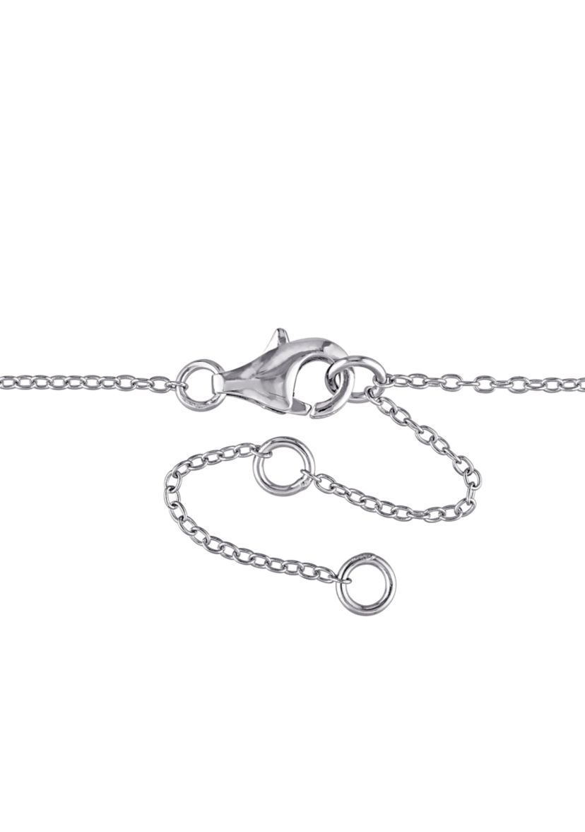 1/10 ct. t.w. Diamond and Aquamarine Halo Necklace in Sterling Silver