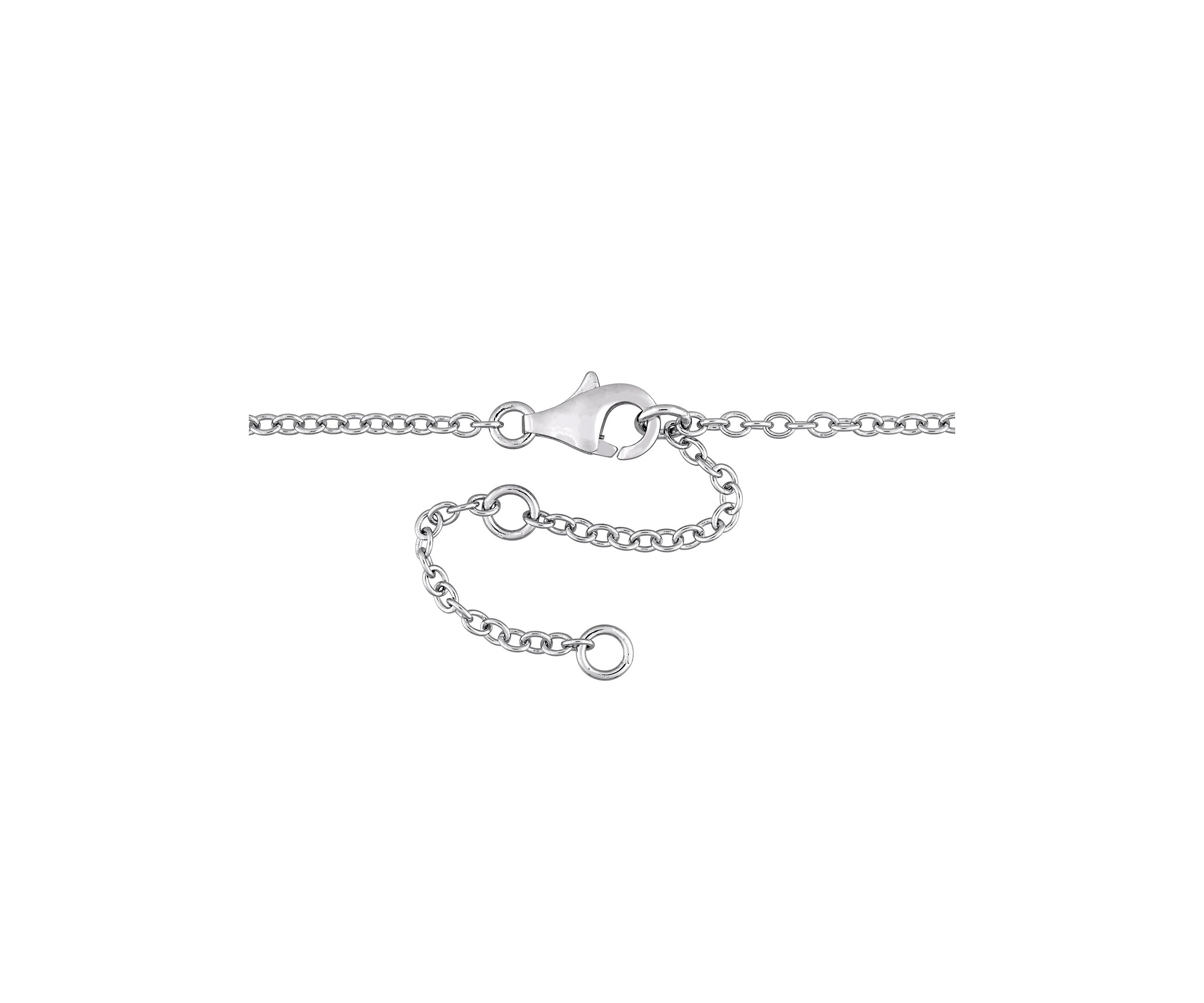 3 CT TGW Baguette Cut Blue Topaz and White Sapphire Halo Necklace in Sterling Silver