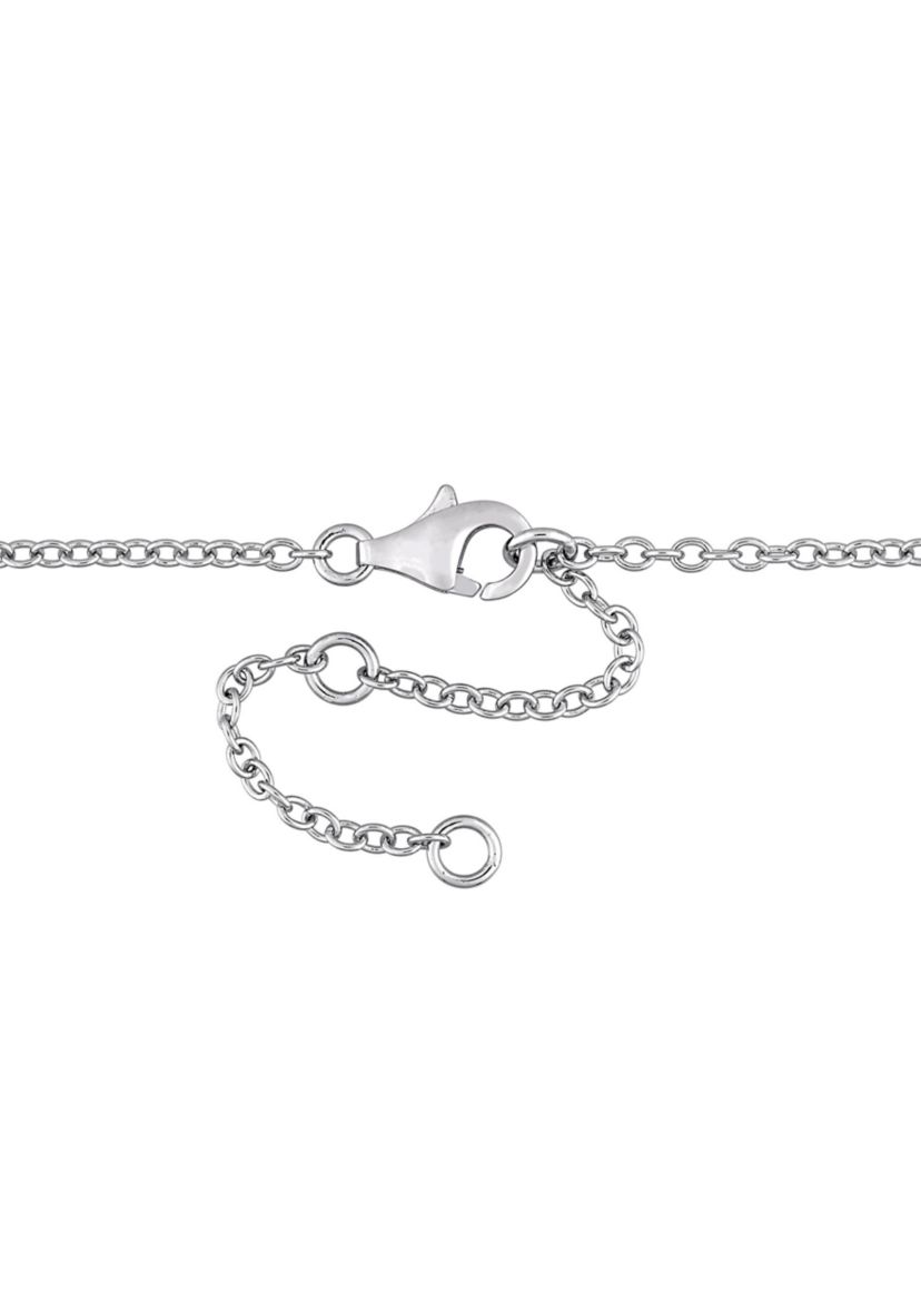 3 CT TGW Baguette Cut Blue Topaz and White Sapphire Halo Necklace in Sterling Silver