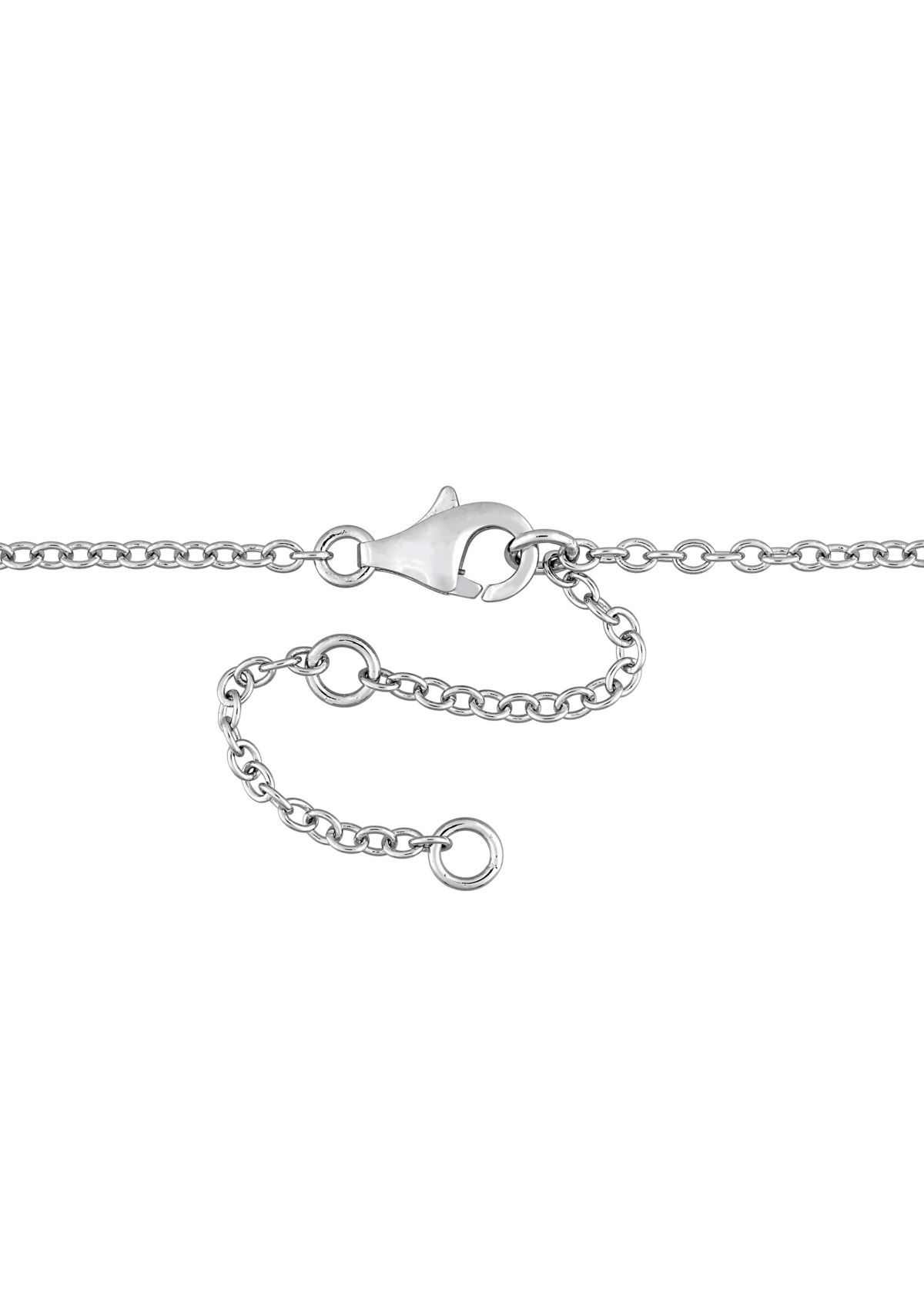 Baguette Cut African Amethyst and White Sapphire Halo Necklace in Sterling Silver