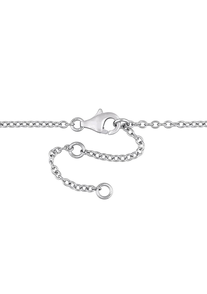 Baguette Cut African Amethyst and White Sapphire Halo Necklace in Sterling Silver