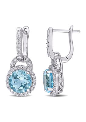 Belk & Co 5.60 ct. t.g.w. White Topaz and Sky-Blue Topaz Earrings in Sterling Silver