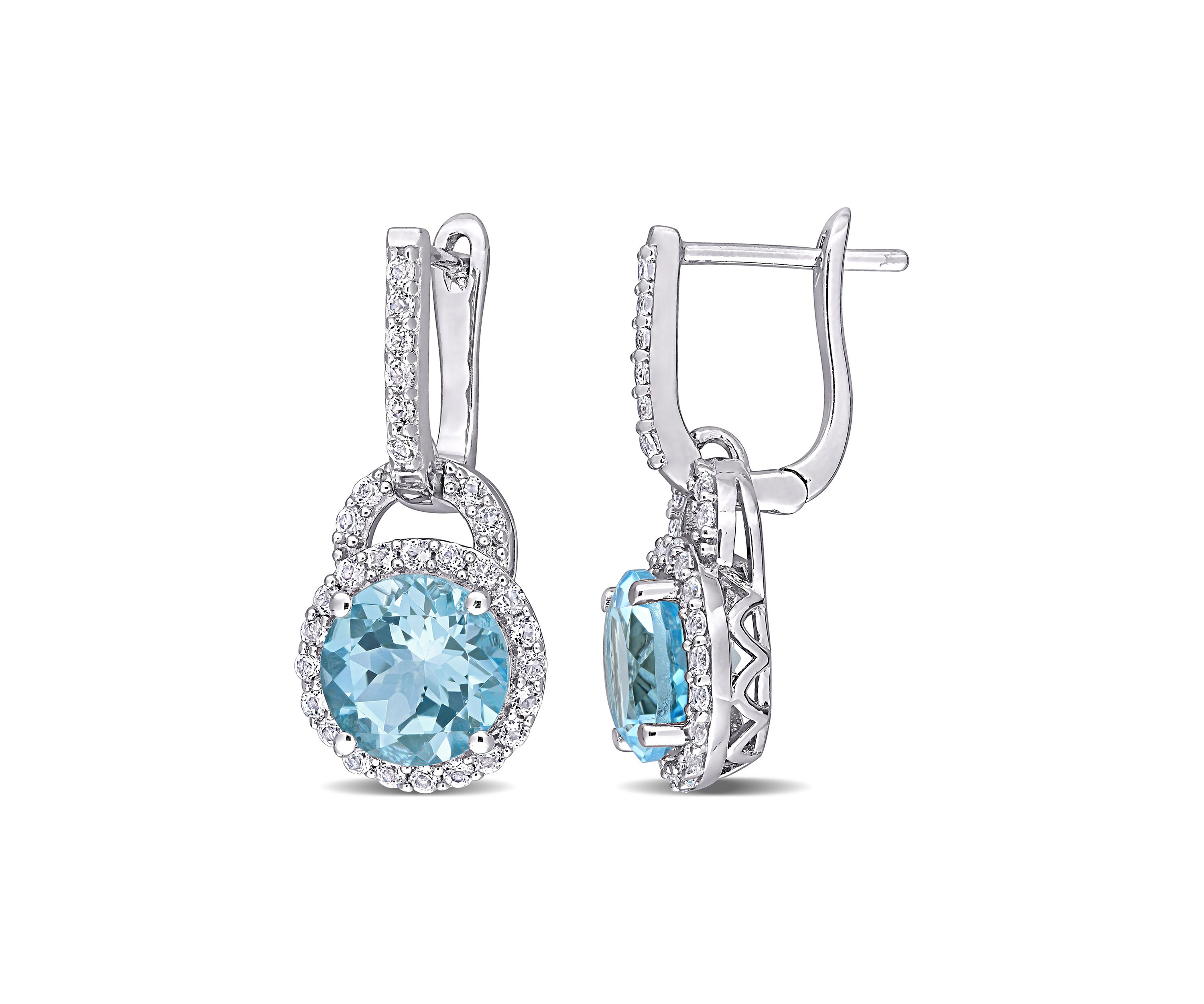 5.60 ct. t.g.w. White Topaz and Sky-Blue Topaz Earrings in Sterling Silver
