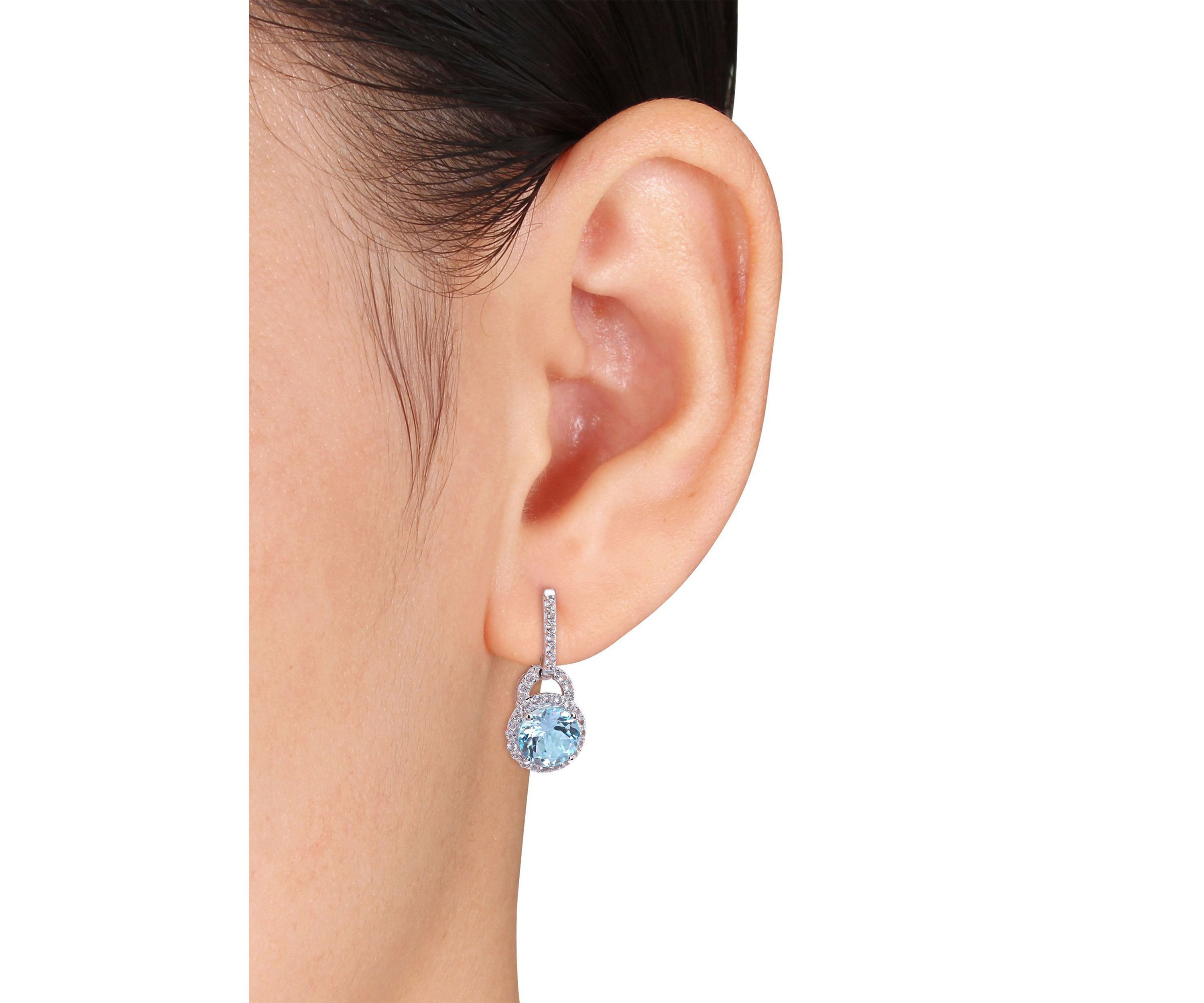 5.60 ct. t.g.w. White Topaz and Sky-Blue Topaz Earrings in Sterling Silver