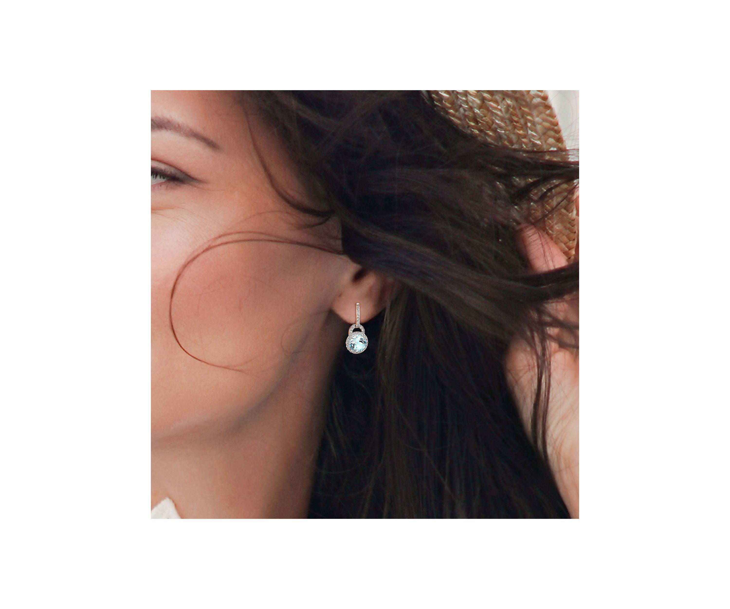 5.60 ct. t.g.w. White Topaz and Sky-Blue Topaz Earrings in Sterling Silver
