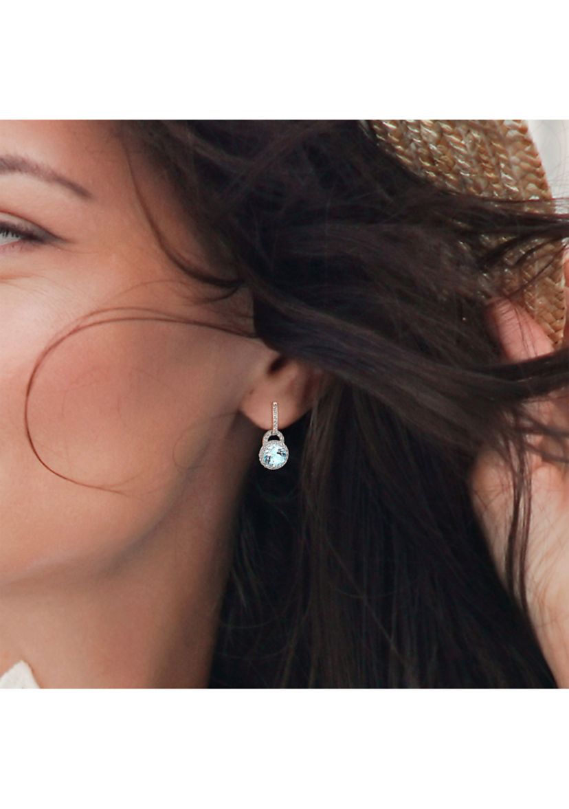 5.60 ct. t.g.w. White Topaz and Sky-Blue Topaz Earrings in Sterling Silver