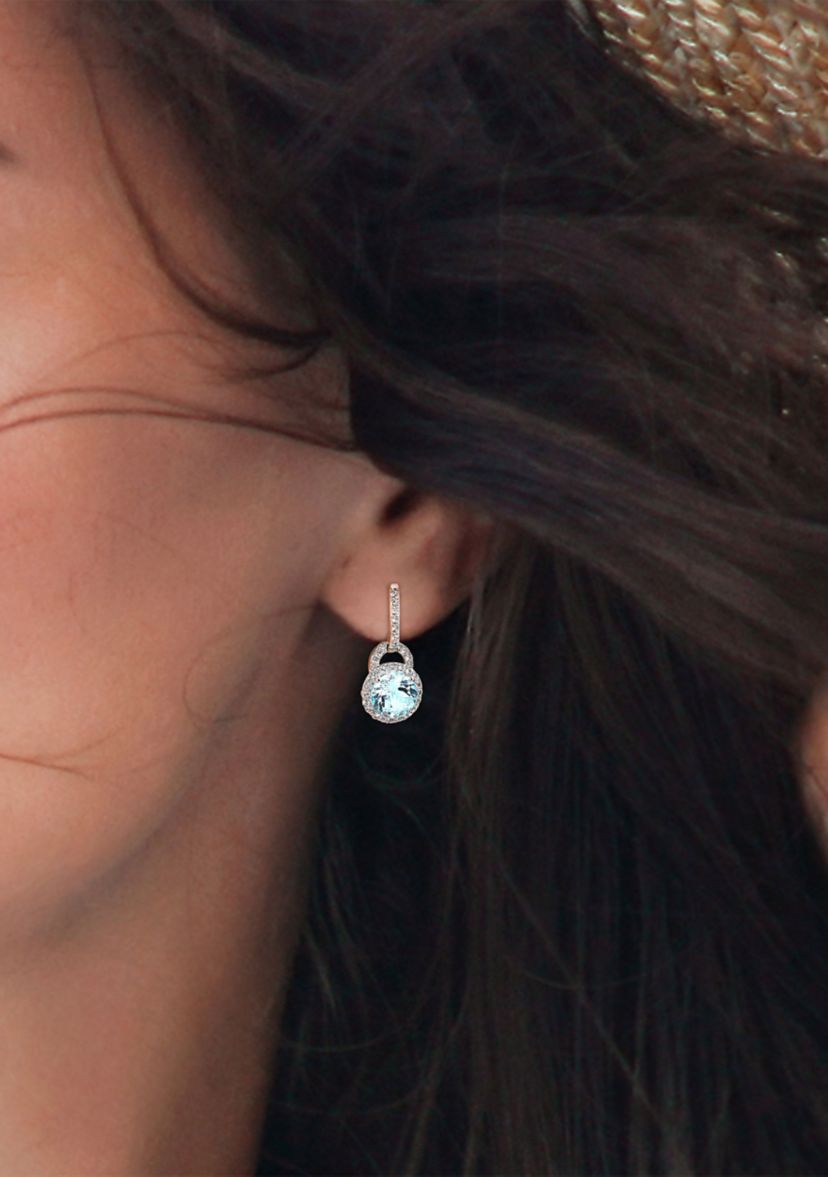 5.60 ct. t.g.w. White Topaz and Sky-Blue Topaz Earrings in Sterling Silver