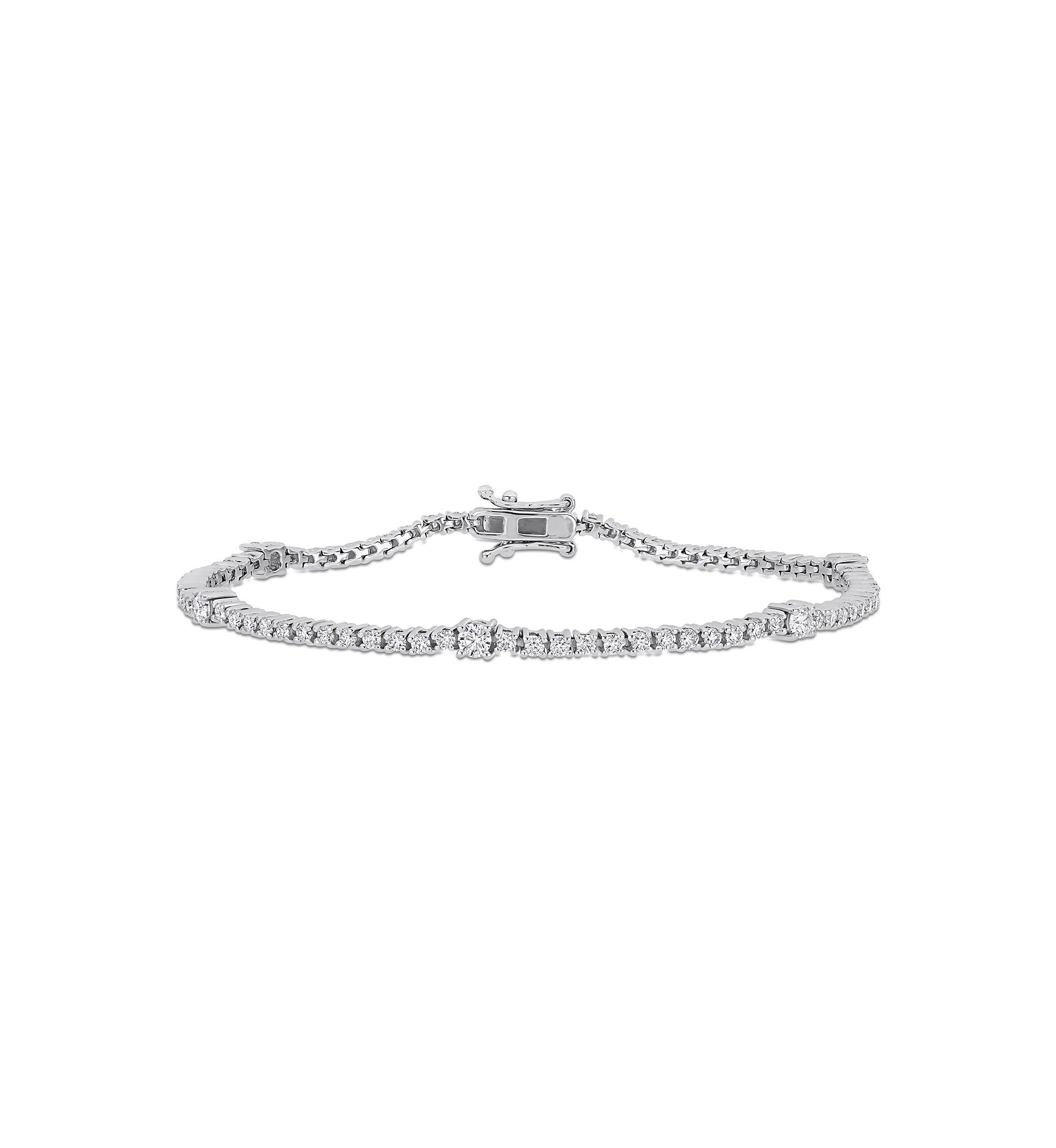 Lab Created 2 CT TGW Created Moissanite Station Bracelet in Sterling Silver
