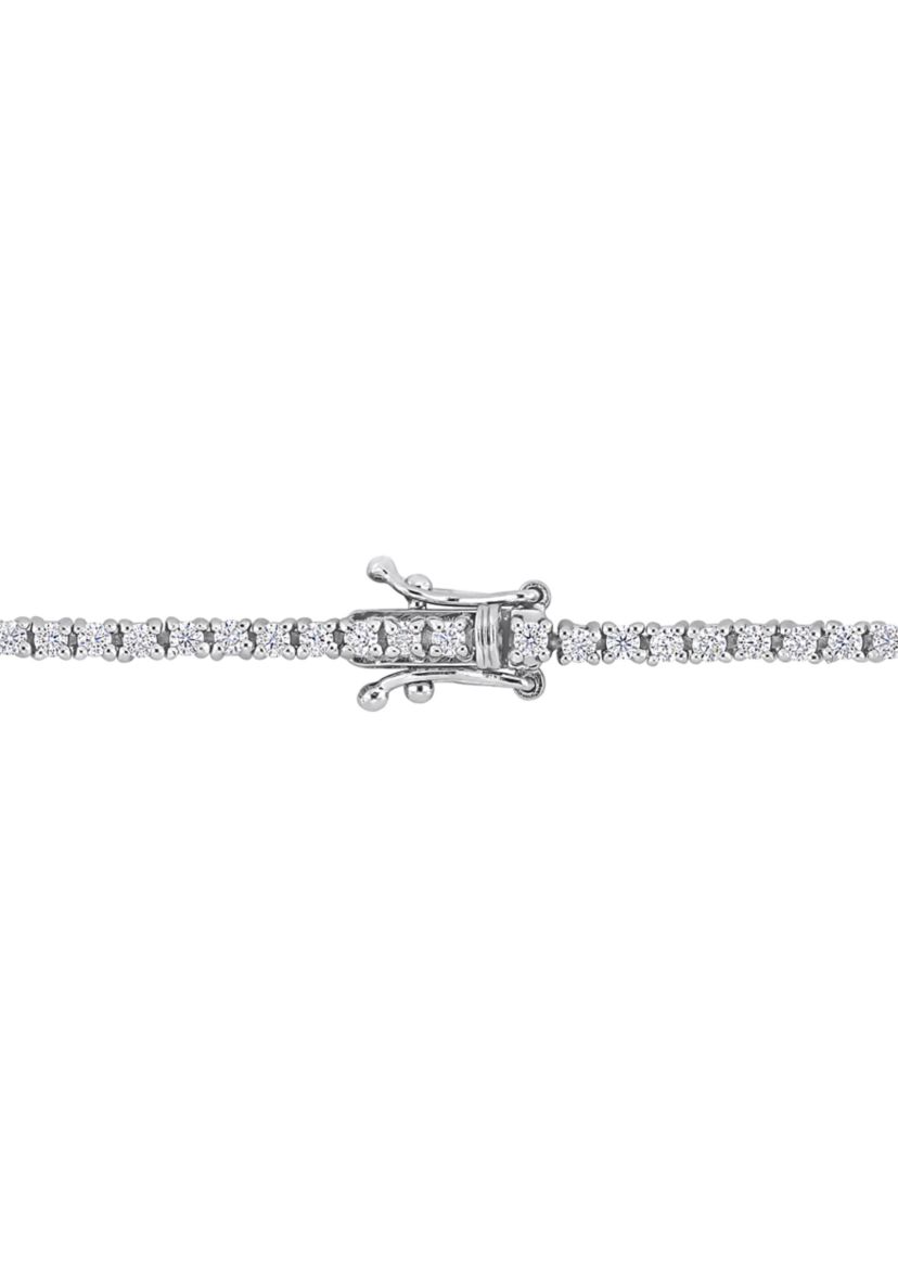 Lab Created 2 CT TGW Created Moissanite Station Bracelet in Sterling Silver