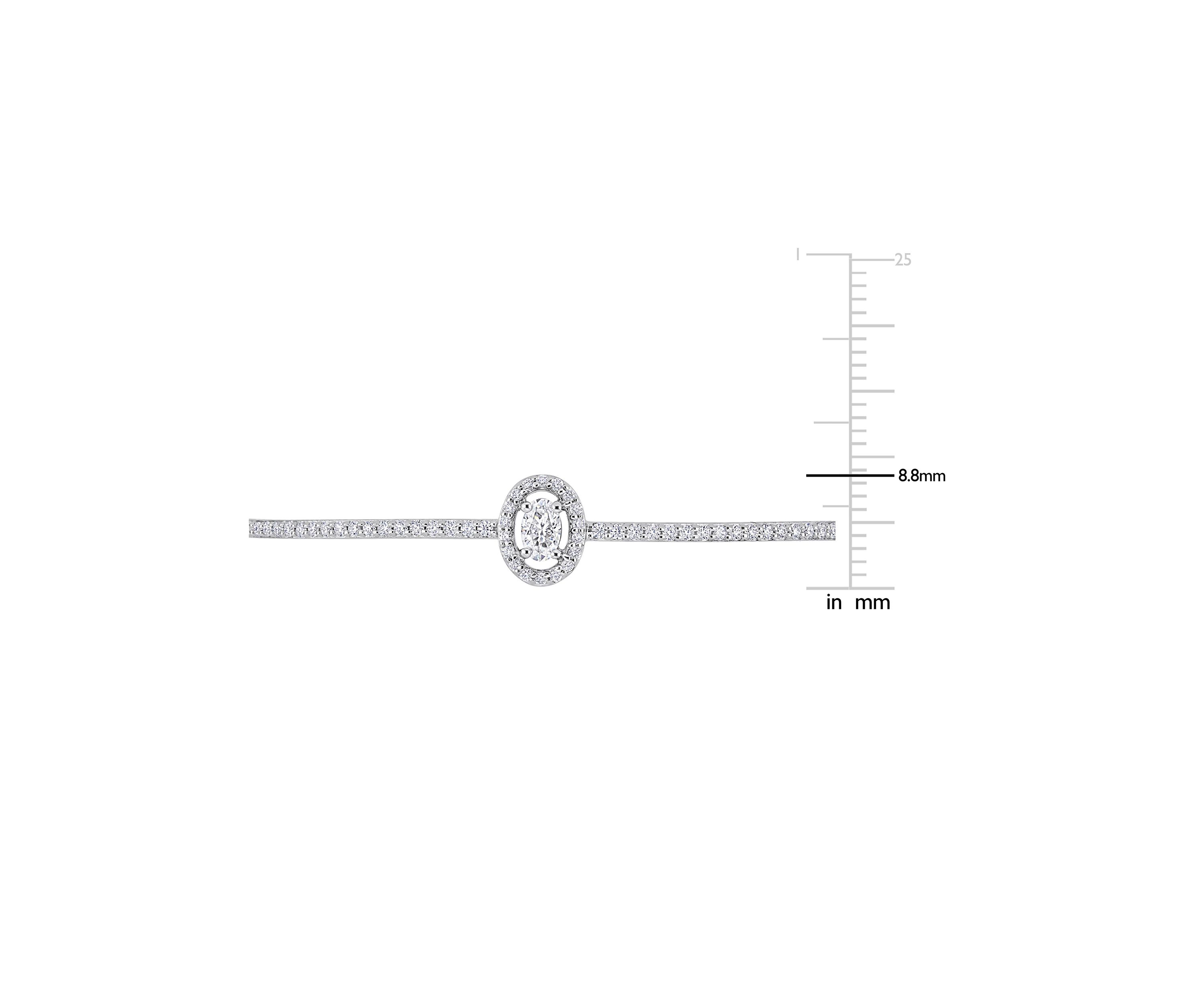 Lab Created 3/4 Ct DEW Created Moissanite Oval Halo Adjustable Bolo Bracelet in Sterling Silver