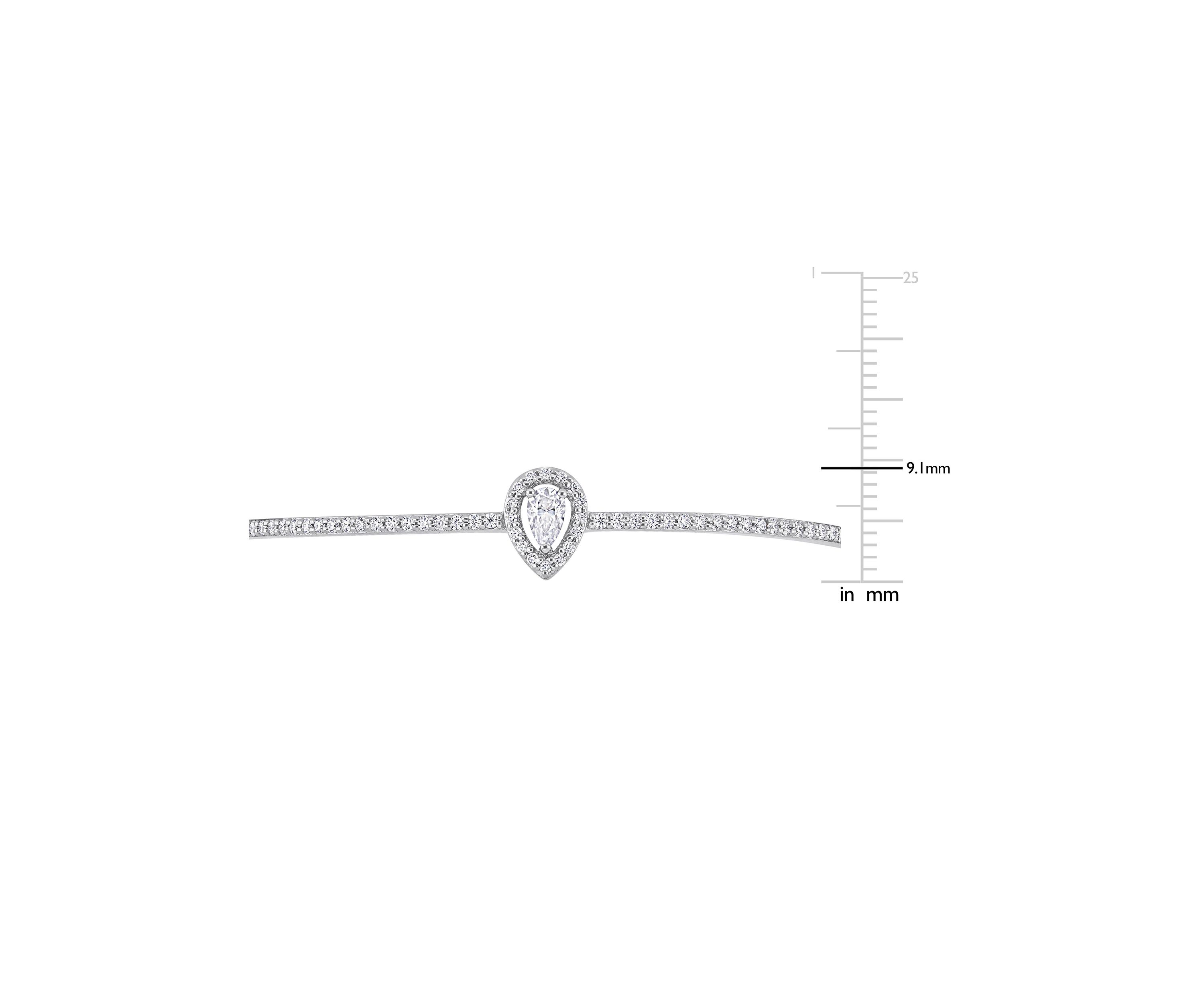 Lab Created 3/4 Ct DEW Created Moissanite Pear Shape Halo Adjustable Bolo Bracelet in Sterling Silver