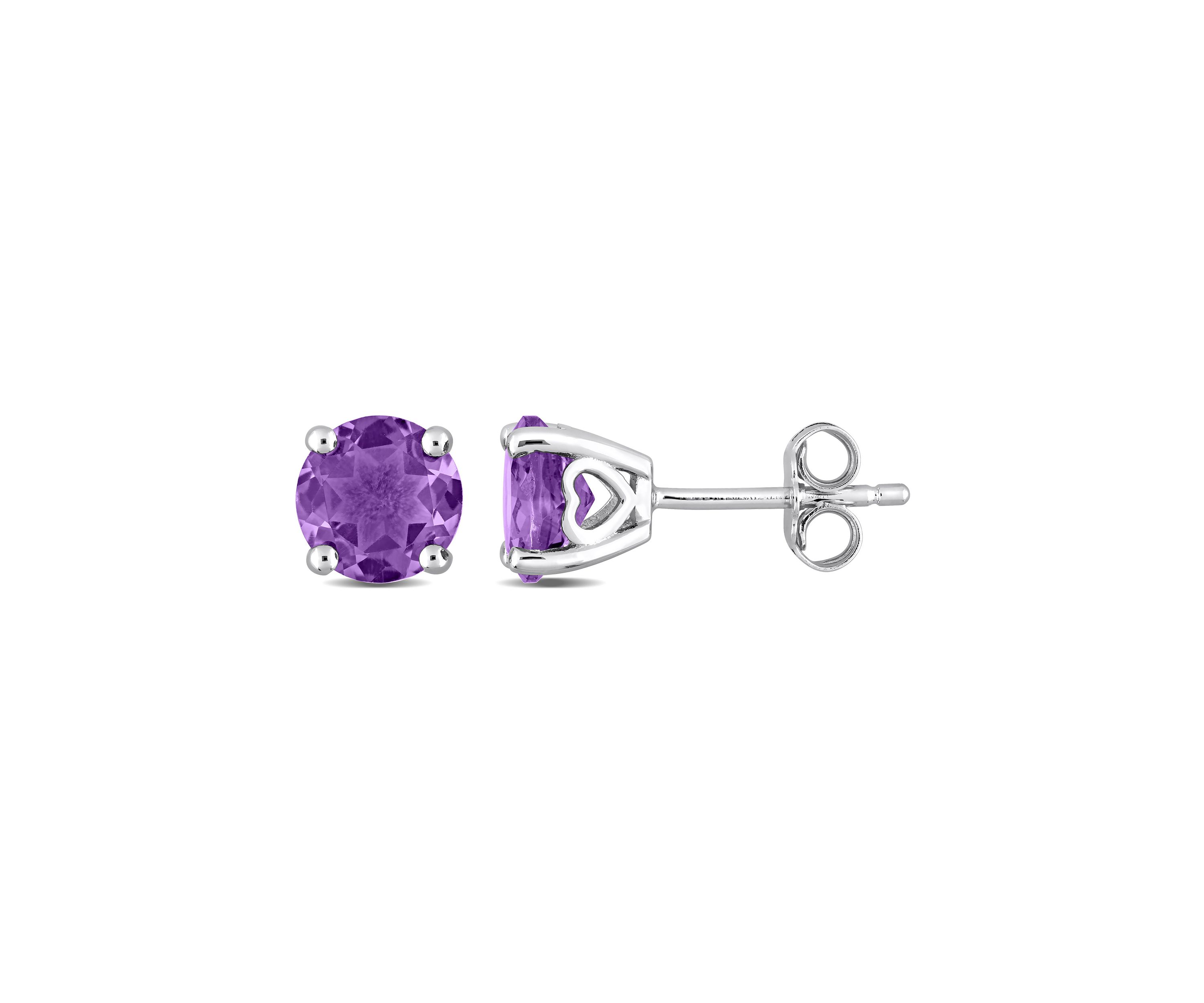 2.60 ct. t.g.w. Amethyst Solitaire Stud Earrings in Sterling Silver