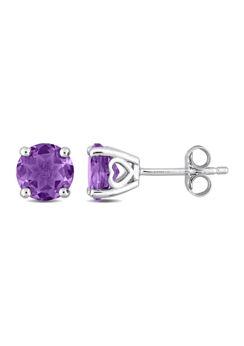 2.60 ct. t.g.w. Amethyst Solitaire Stud Earrings in Sterling Silver
