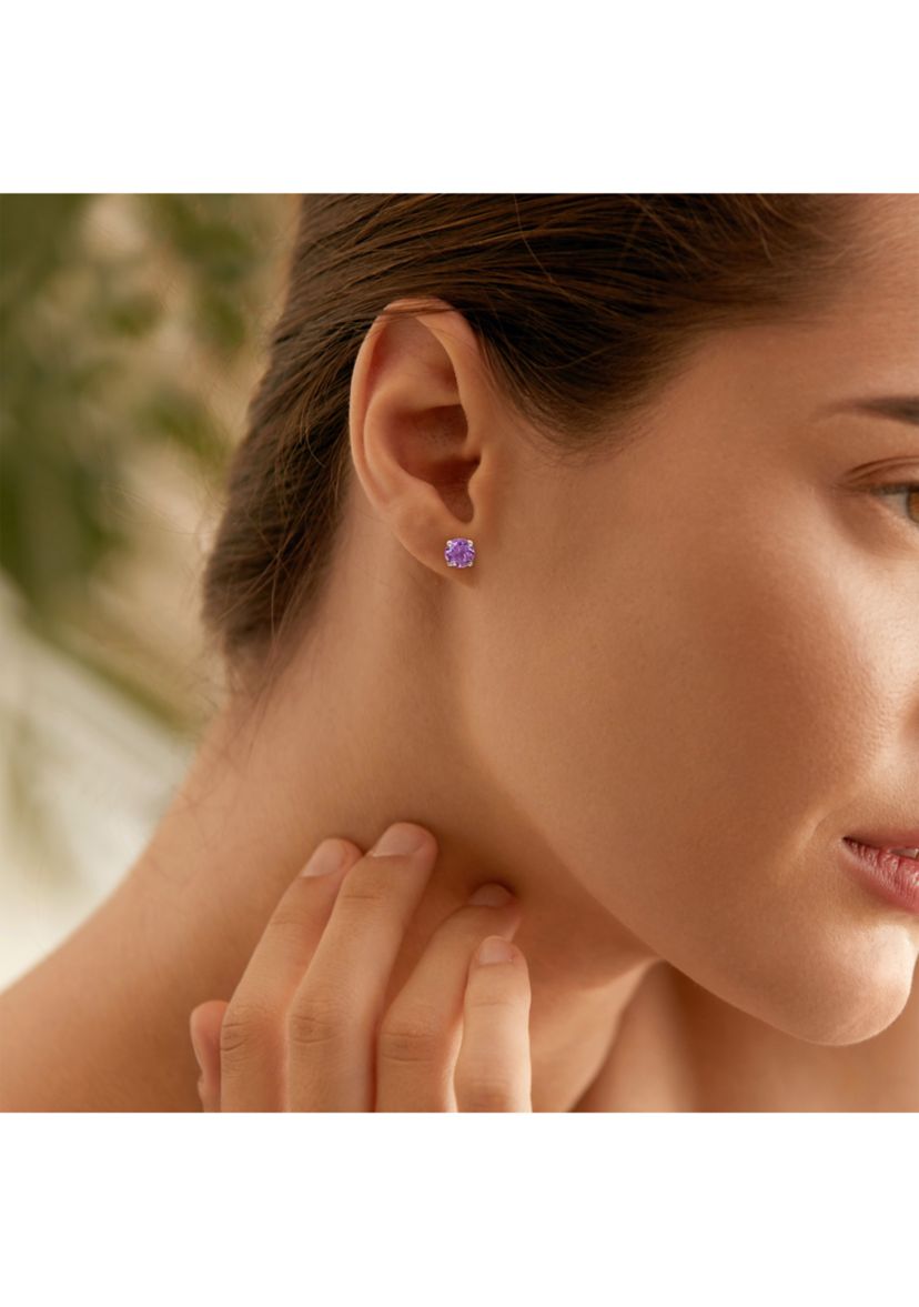 2.60 ct. t.g.w. Amethyst Solitaire Stud Earrings in Sterling Silver