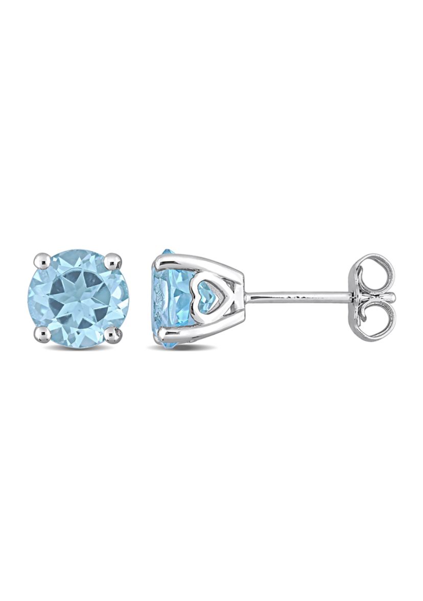 3 CT TGW Sky Blue Topaz Solitaire Stud Earrings in Sterling Silver