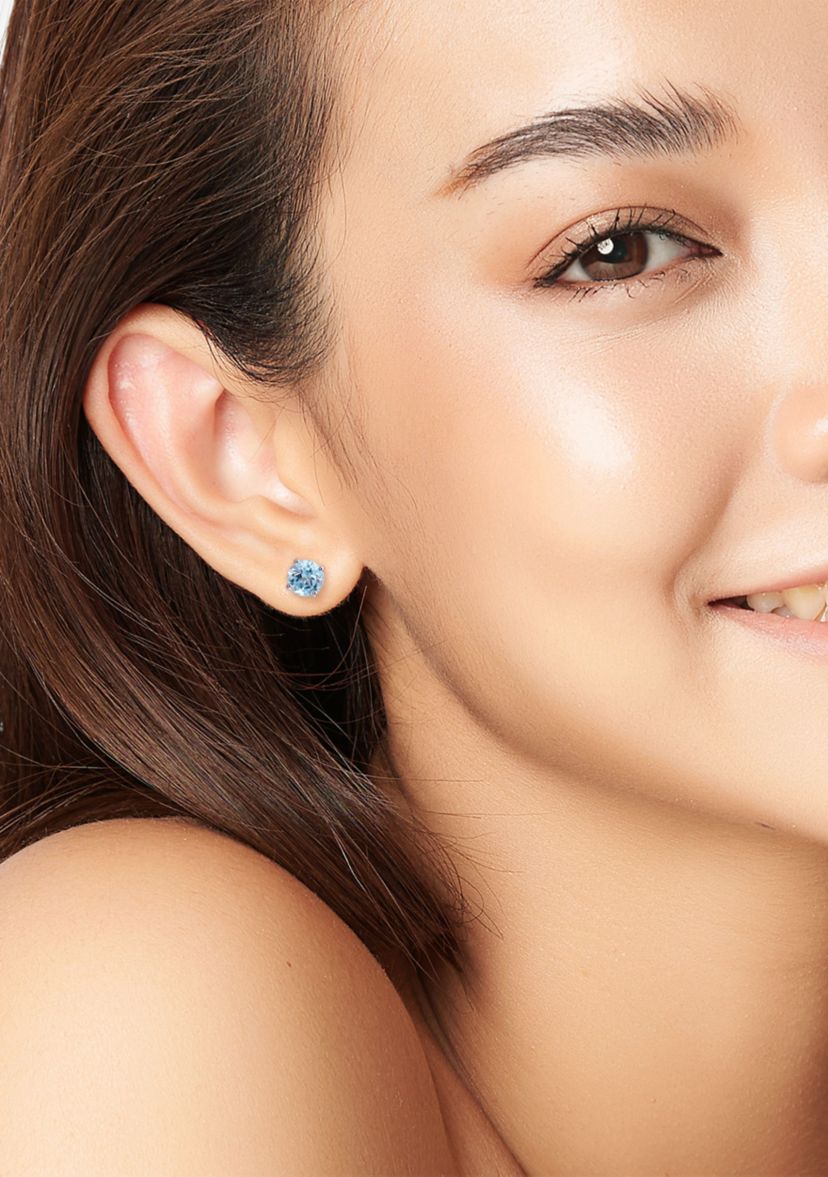 3 CT TGW Sky Blue Topaz Solitaire Stud Earrings in Sterling Silver