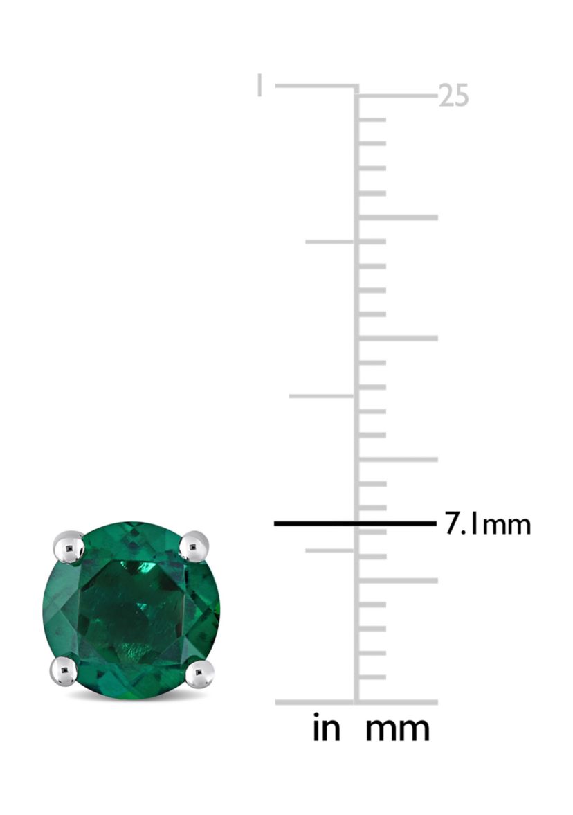 Lab Created 2.30 ct. t.g.w. Created Emerald Solitaire Stud Earrings in Sterling Silver