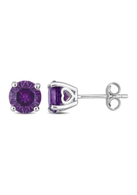 Belk & Co Lab Created 3.20 ct. t.g.w. Created Alexandrite Solitaire Stud Earrings in Sterling Silver -  5400426BLK005996