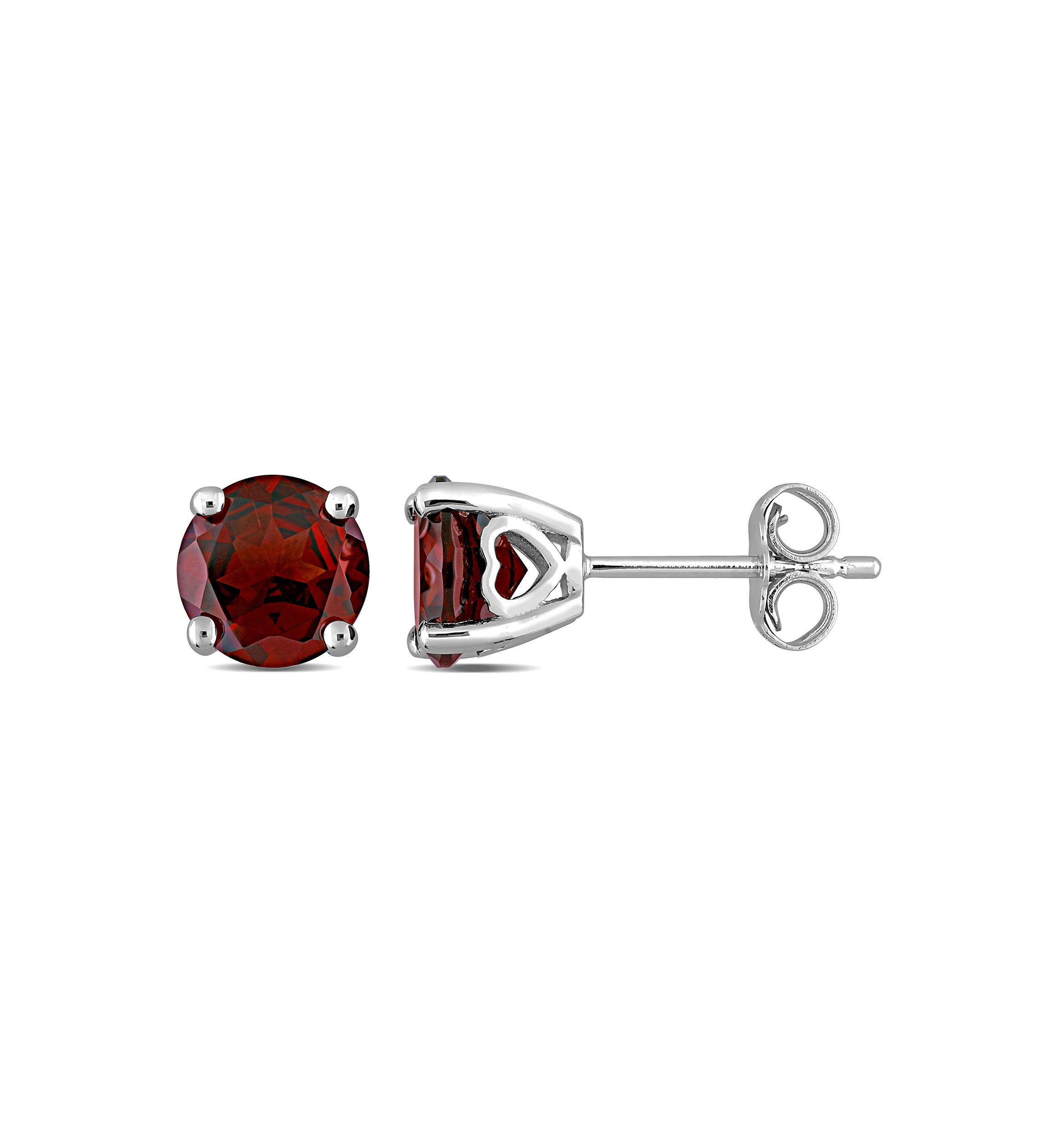 3.20 ct. t.g.w. Garnet Solitaire Stud Earrings in Sterling Silver