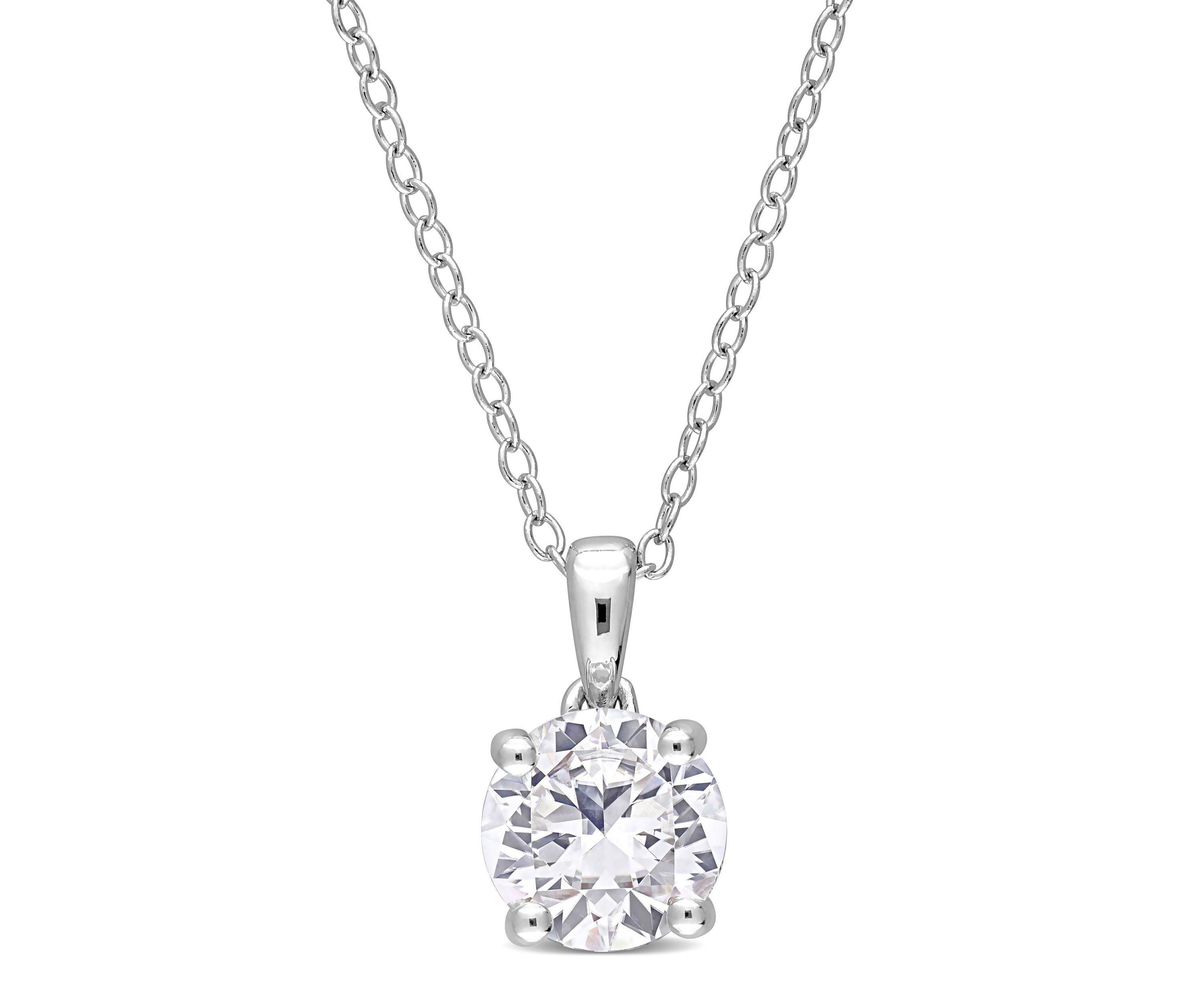 Lab Created 1.61 ct. t.g.w. Created White Sapphire Solitaire Pendant with Chain in Sterling Silver
