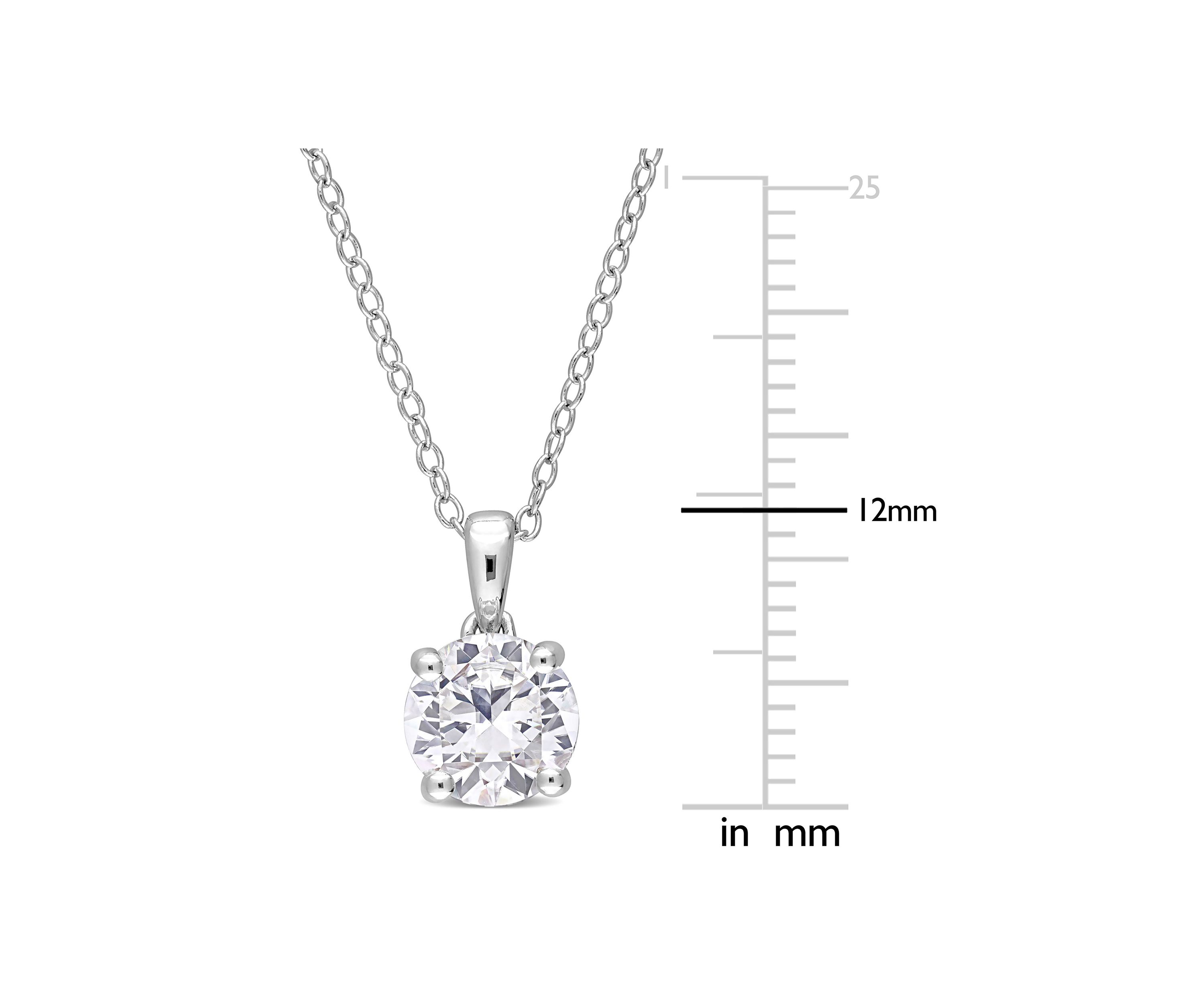 Lab Created 1.61 ct. t.g.w. Created White Sapphire Solitaire Pendant with Chain in Sterling Silver