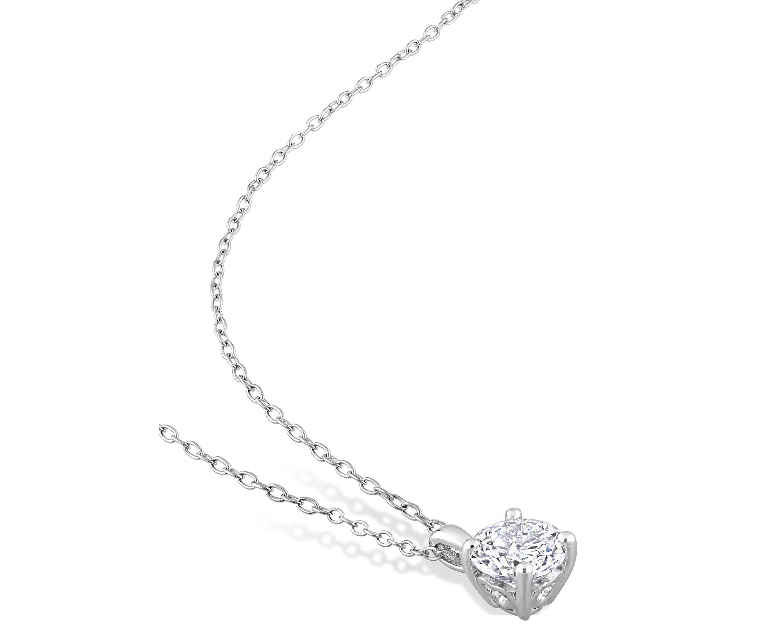 Lab Created 1.61 ct. t.g.w. Created White Sapphire Solitaire Pendant with Chain in Sterling Silver