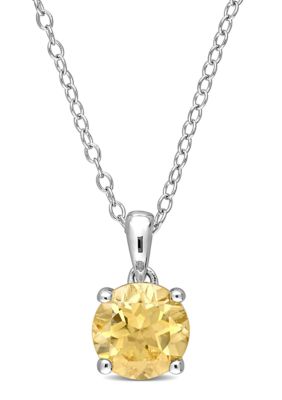 Belk & Co 1.25 ct. t.g.w. Citrine Solitaire Pendant with Chain in Sterling Silver, White, 18 in