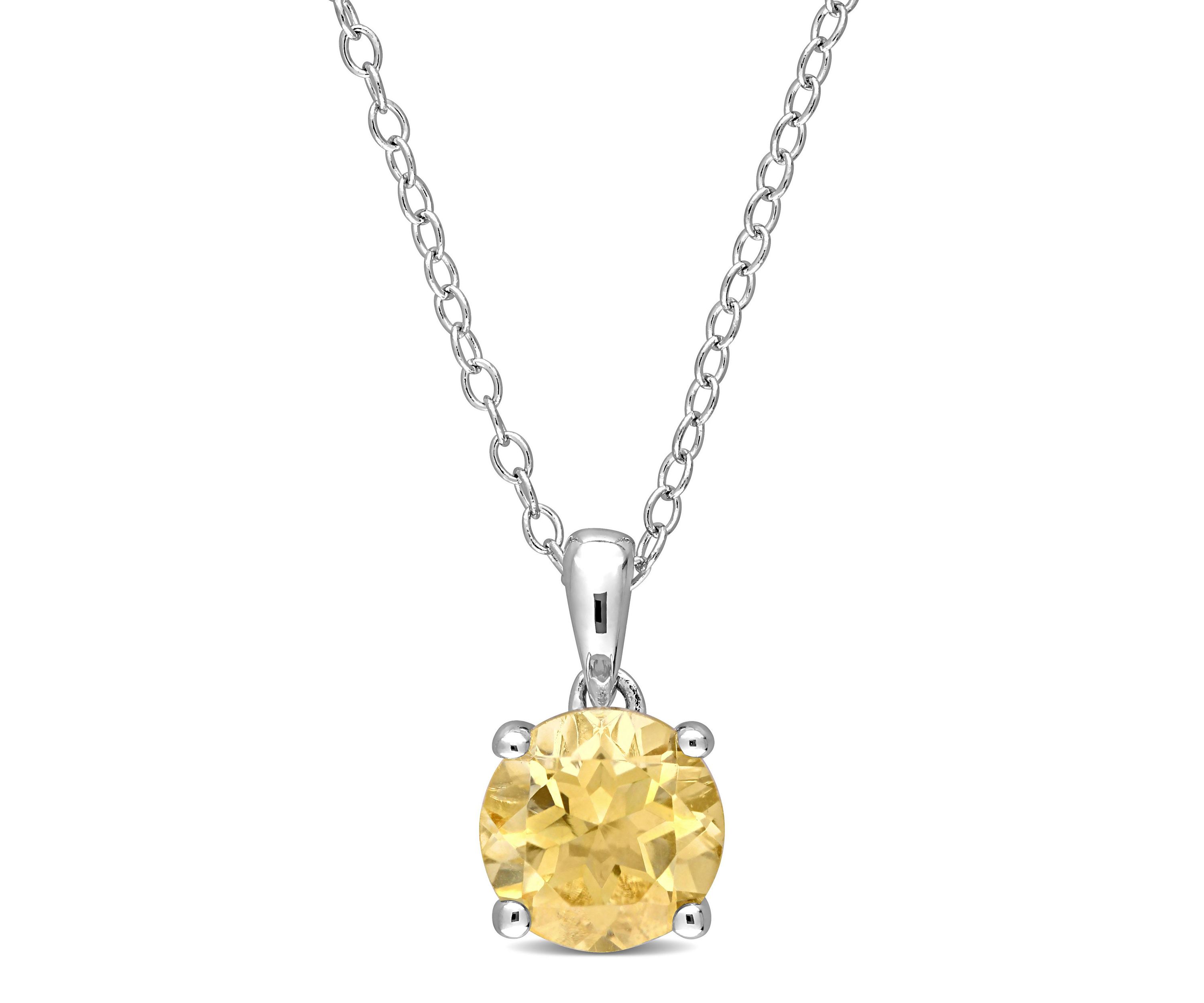 1.25 ct. t.g.w. Citrine Solitaire Pendant with Chain in Sterling Silver