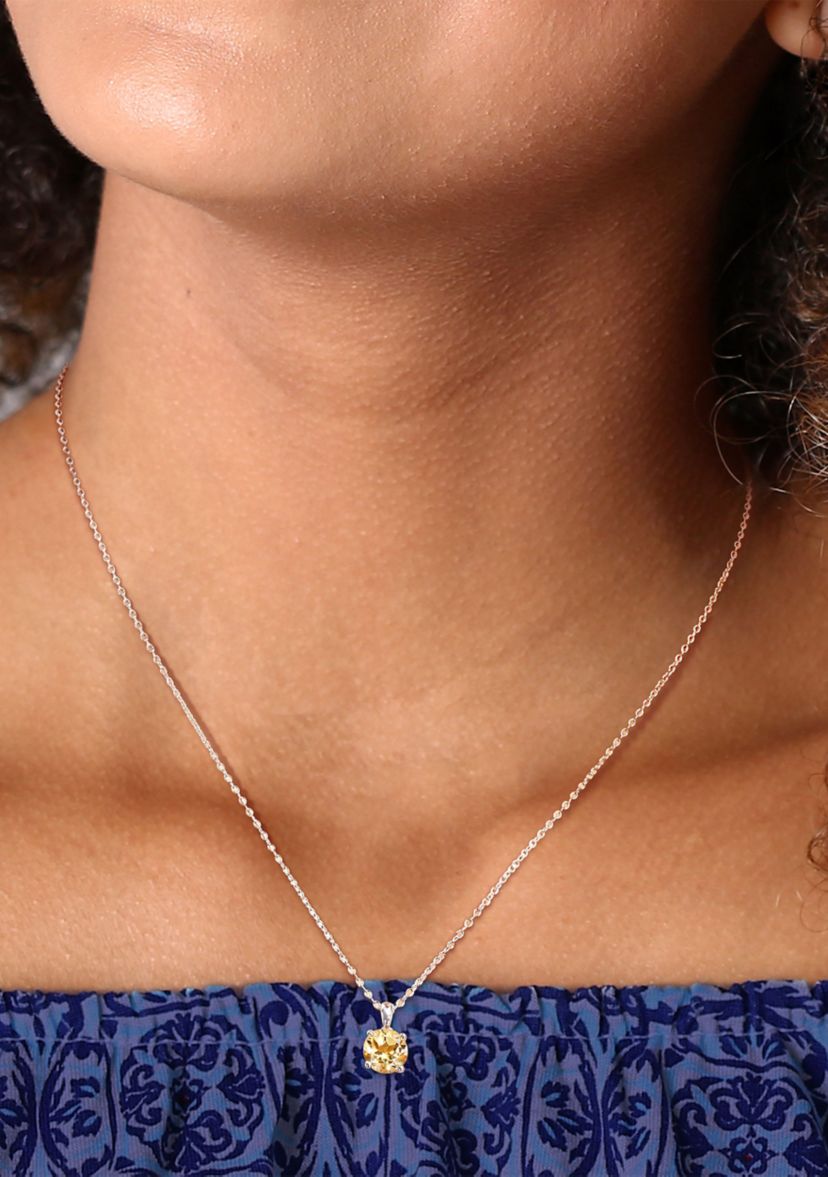 1.25 ct. t.g.w. Citrine Solitaire Pendant with Chain in Sterling Silver