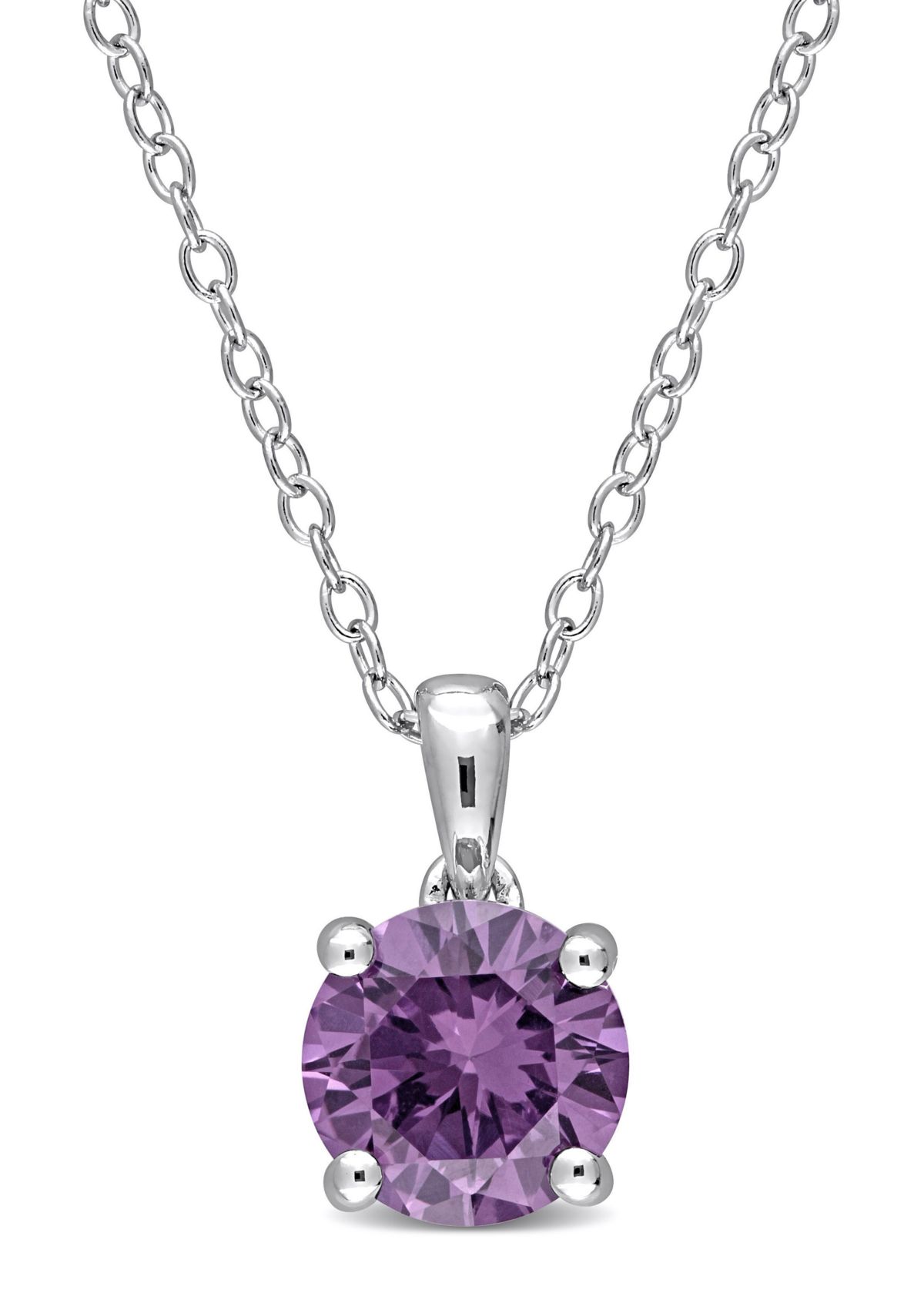 Lab Created 1.60 ct. t.g.w. Created Alexandrite Solitaire Pendant with Chain in Sterling Silver