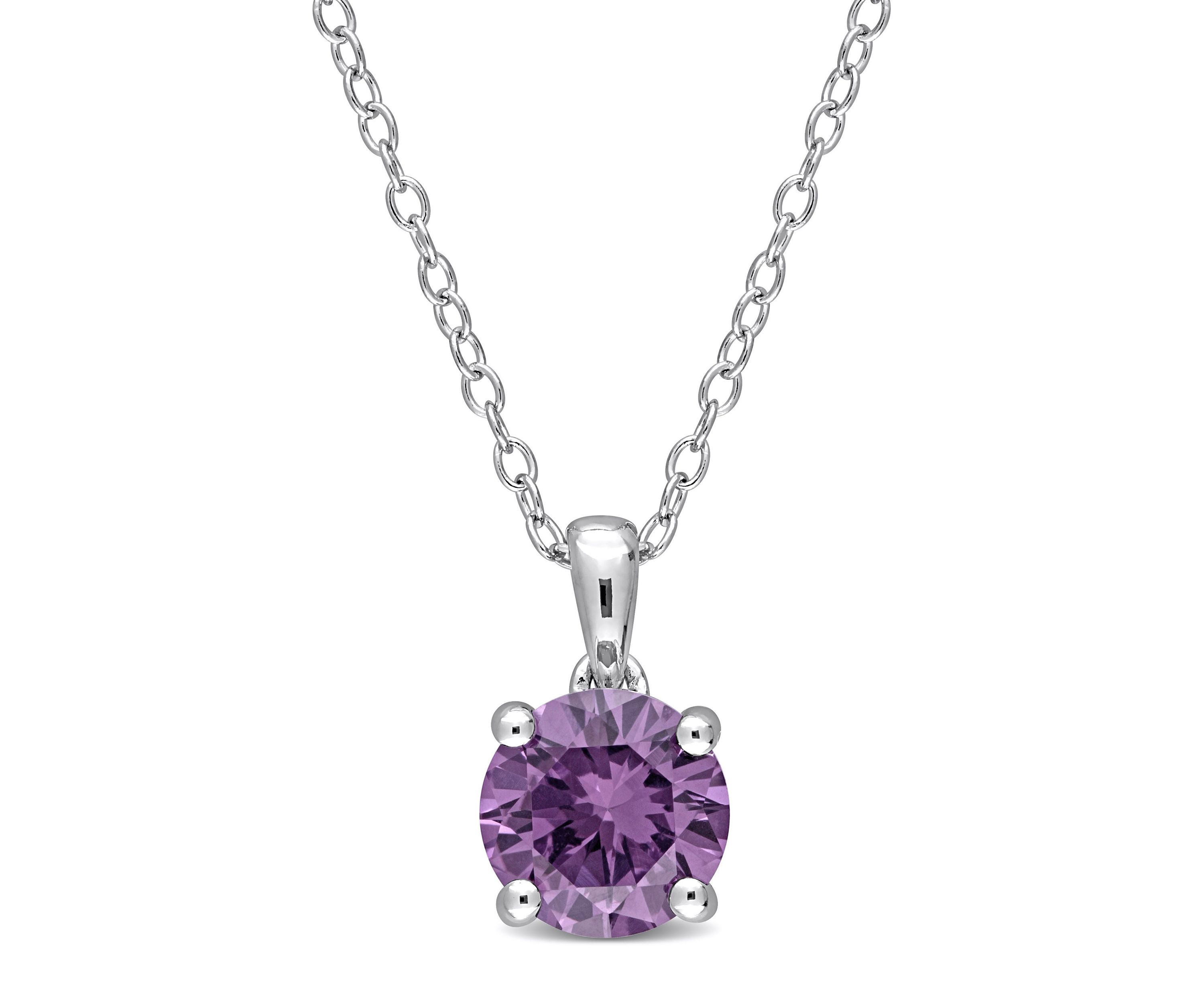 Lab Created 1.60 ct. t.g.w. Created Alexandrite Solitaire Pendant with Chain in Sterling Silver