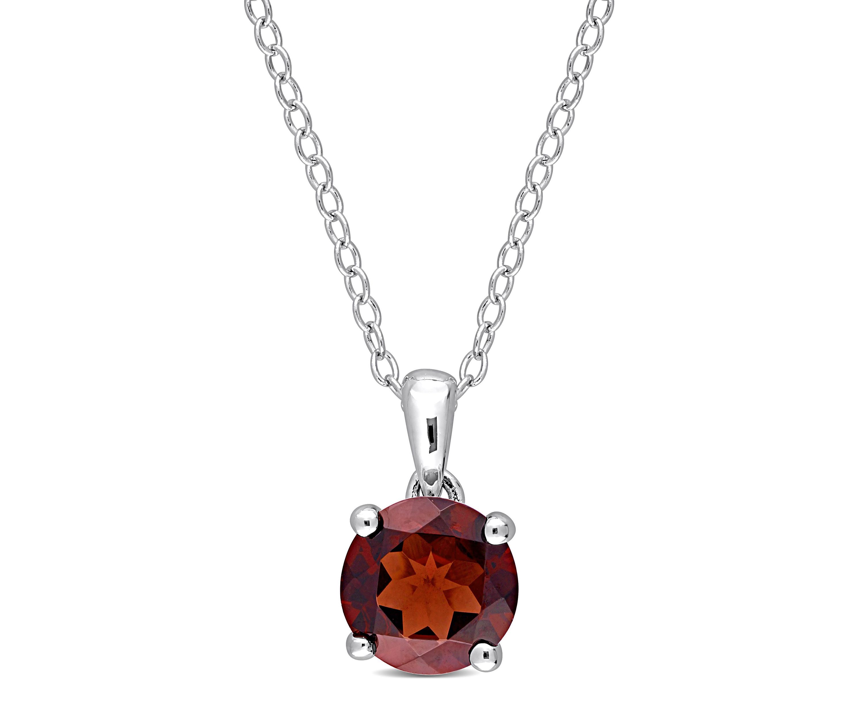 1.60 ct. t.g.w. Garnet Solitaire Pendant with Chain in Sterling Silver