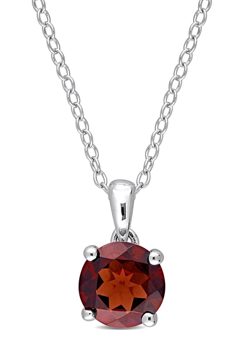 1.60 ct. t.g.w. Garnet Solitaire Pendant with Chain in Sterling Silver