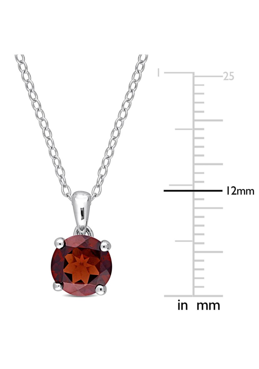 1.60 ct. t.g.w. Garnet Solitaire Pendant with Chain in Sterling Silver
