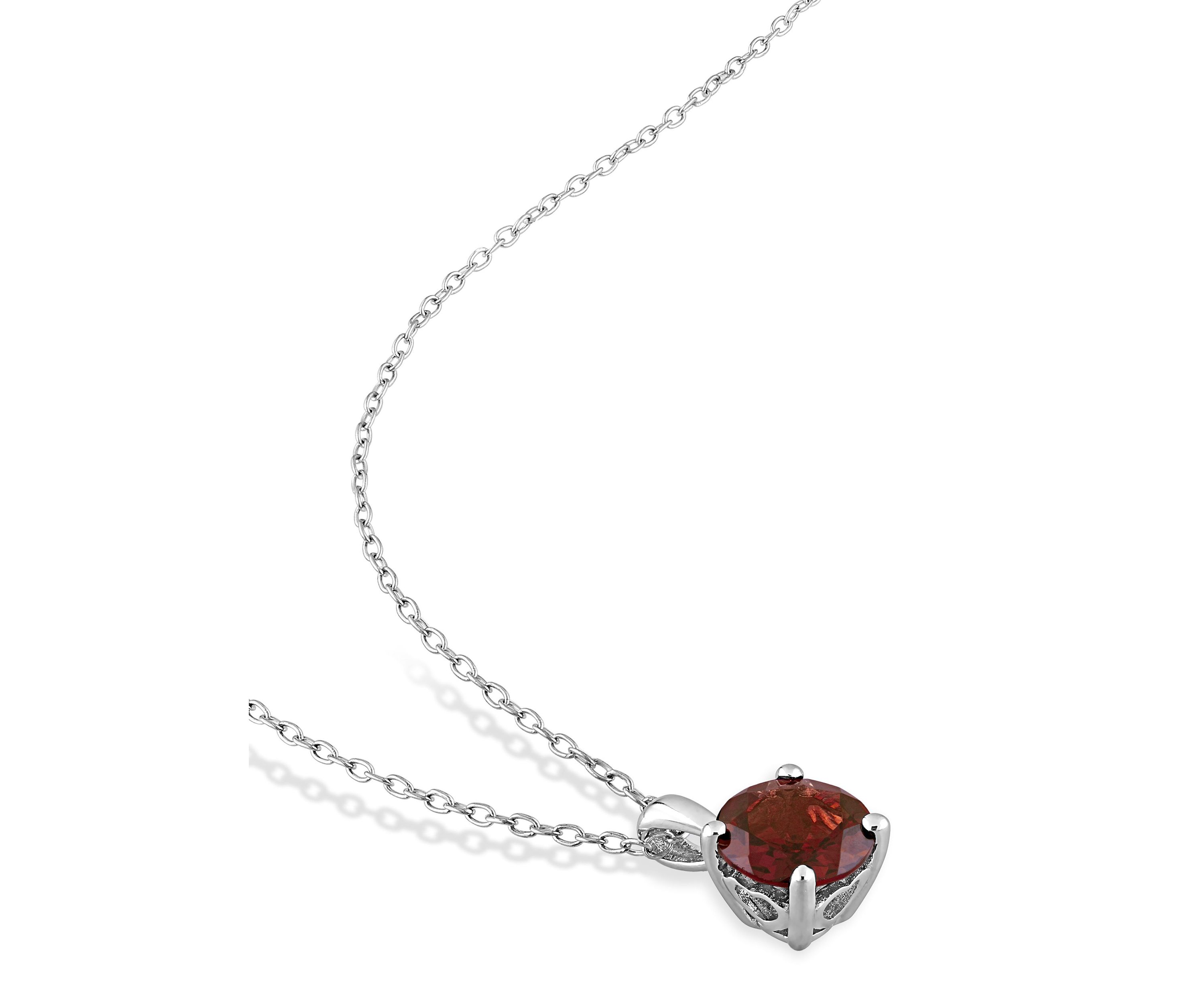 1.60 ct. t.g.w. Garnet Solitaire Pendant with Chain in Sterling Silver