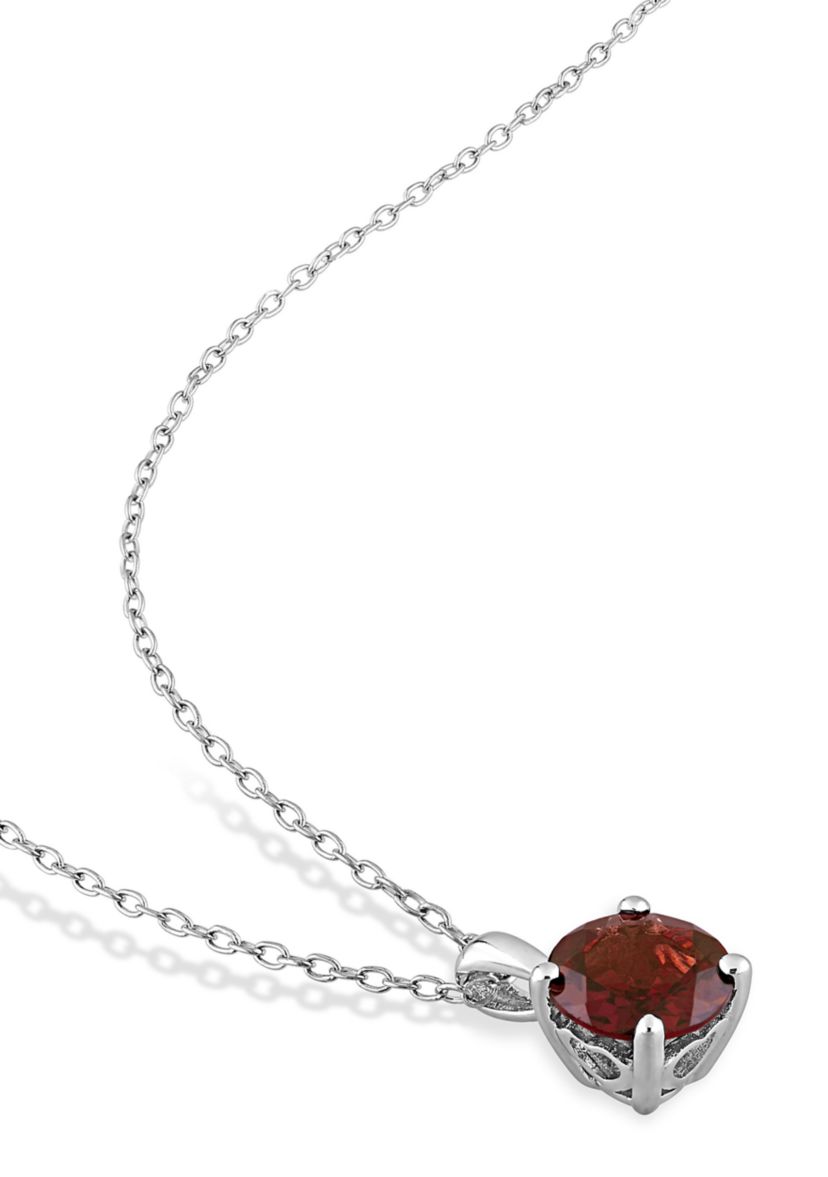 1.60 ct. t.g.w. Garnet Solitaire Pendant with Chain in Sterling Silver