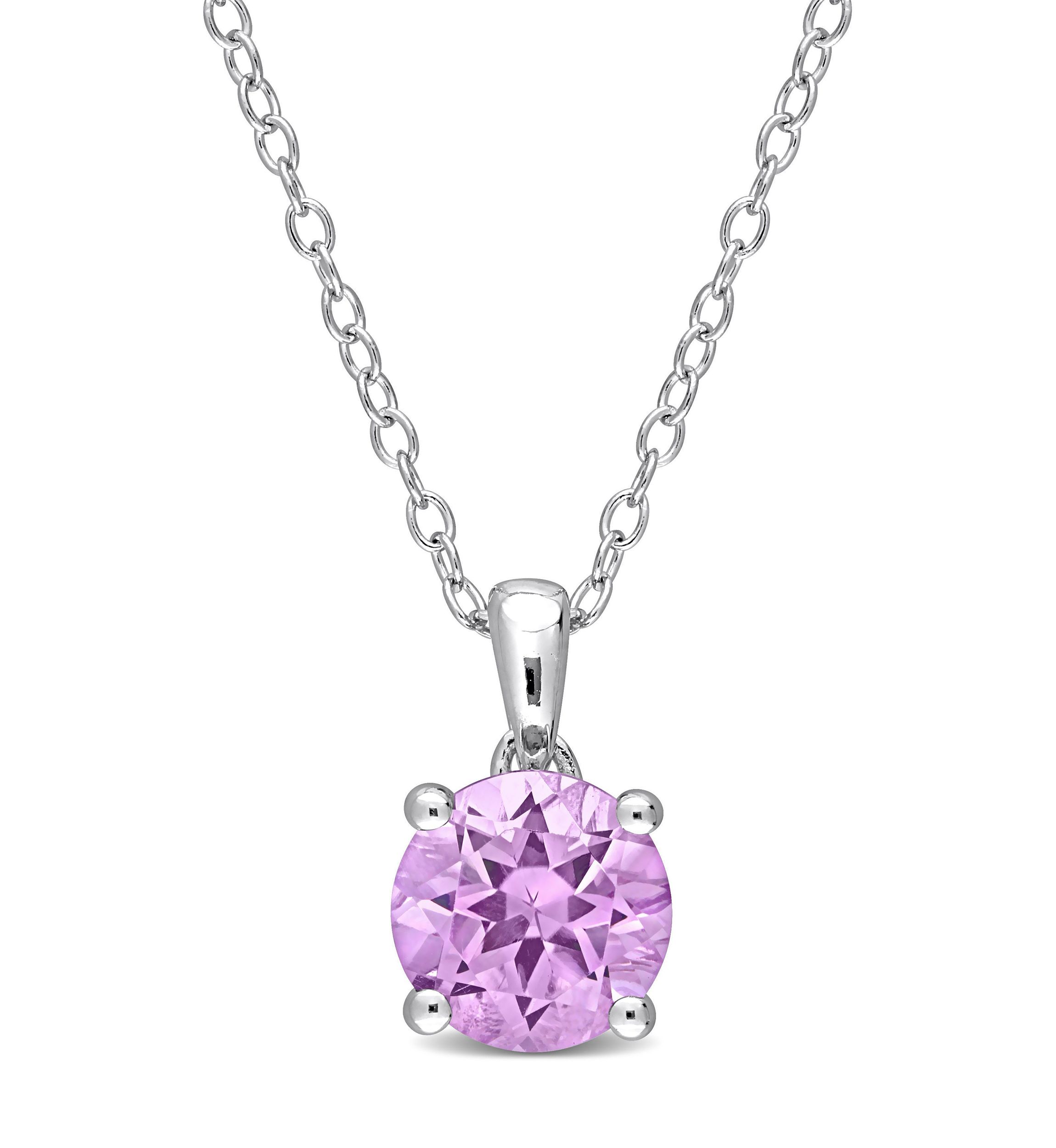 1.30 ct. t.g.w. Amethyst Solitaire Pendant with Chain in Sterling Silver