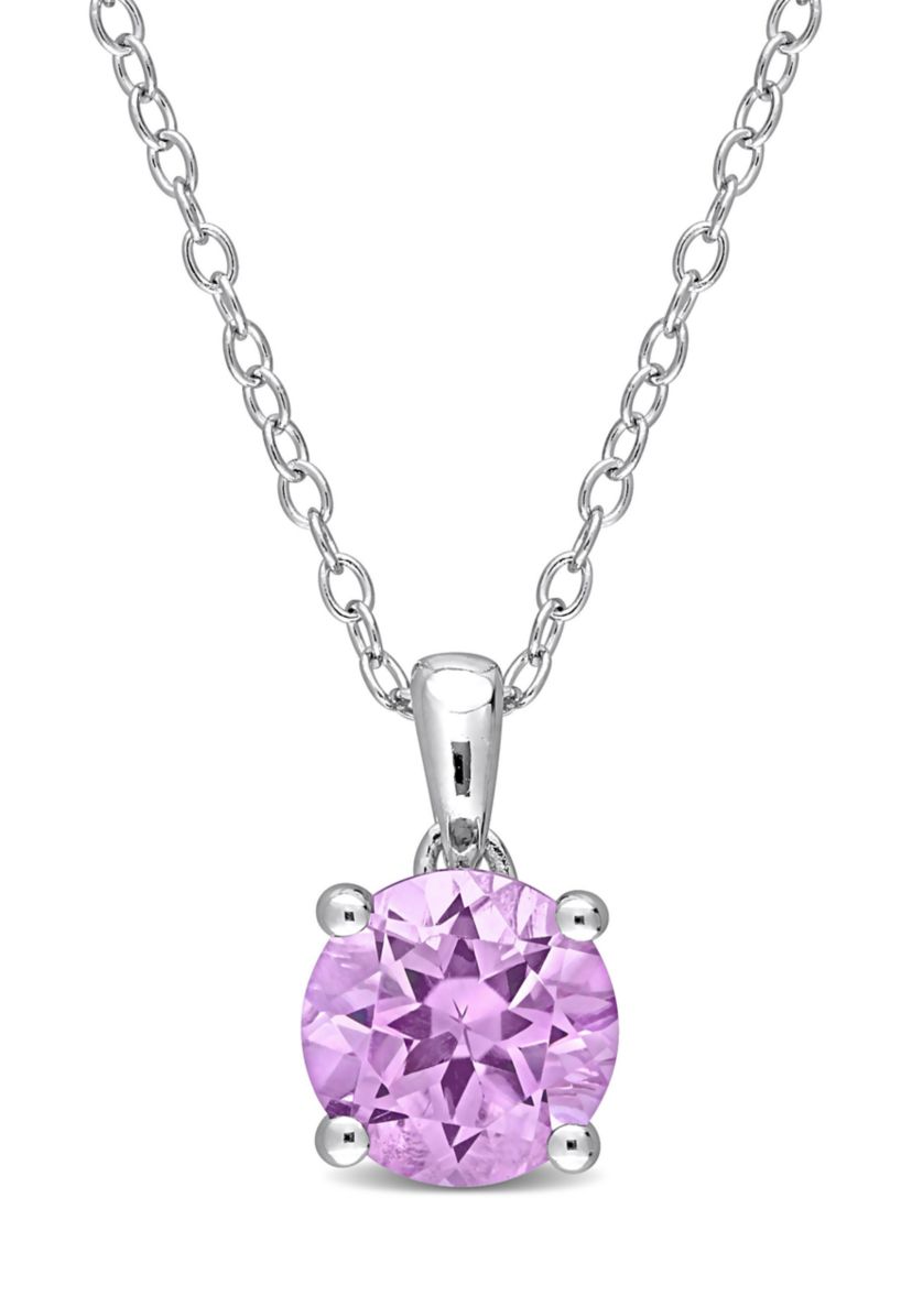 1.30 ct. t.g.w. Amethyst Solitaire Pendant with Chain in Sterling Silver