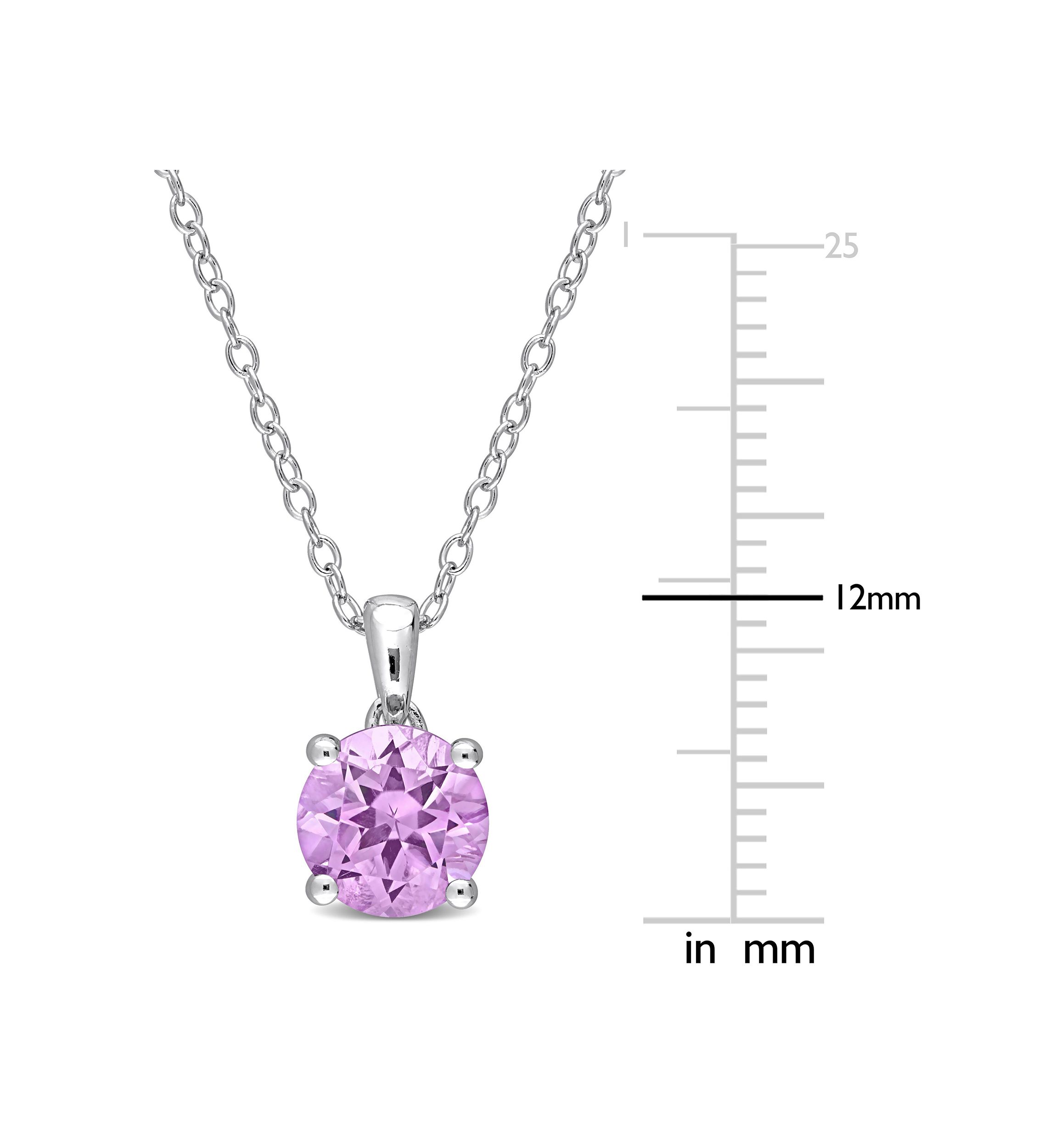 1.30 ct. t.g.w. Amethyst Solitaire Pendant with Chain in Sterling Silver