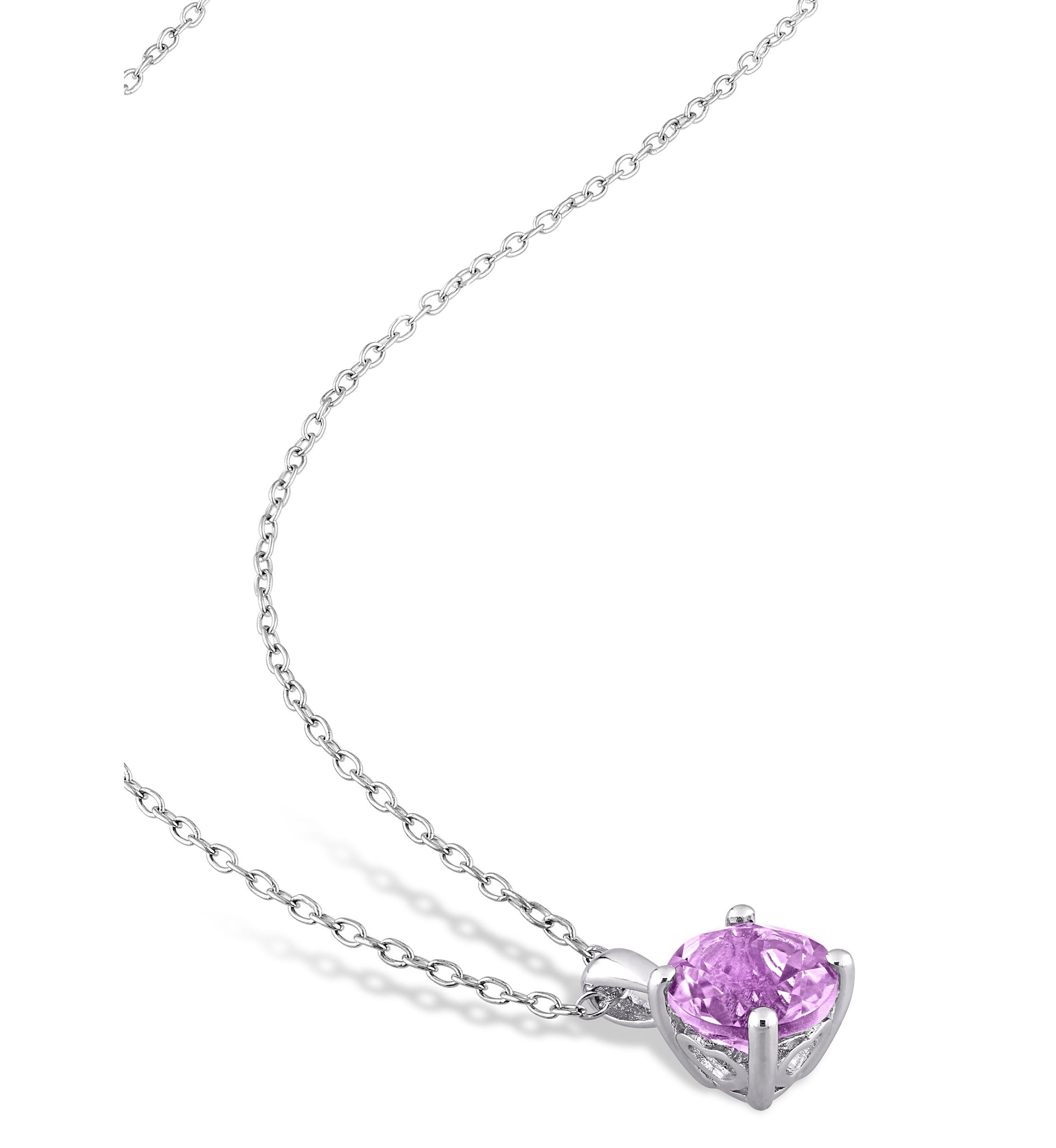1.30 ct. t.g.w. Amethyst Solitaire Pendant with Chain in Sterling Silver