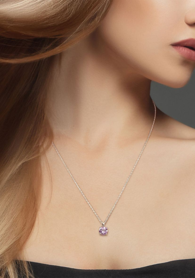 1.30 ct. t.g.w. Amethyst Solitaire Pendant with Chain in Sterling Silver