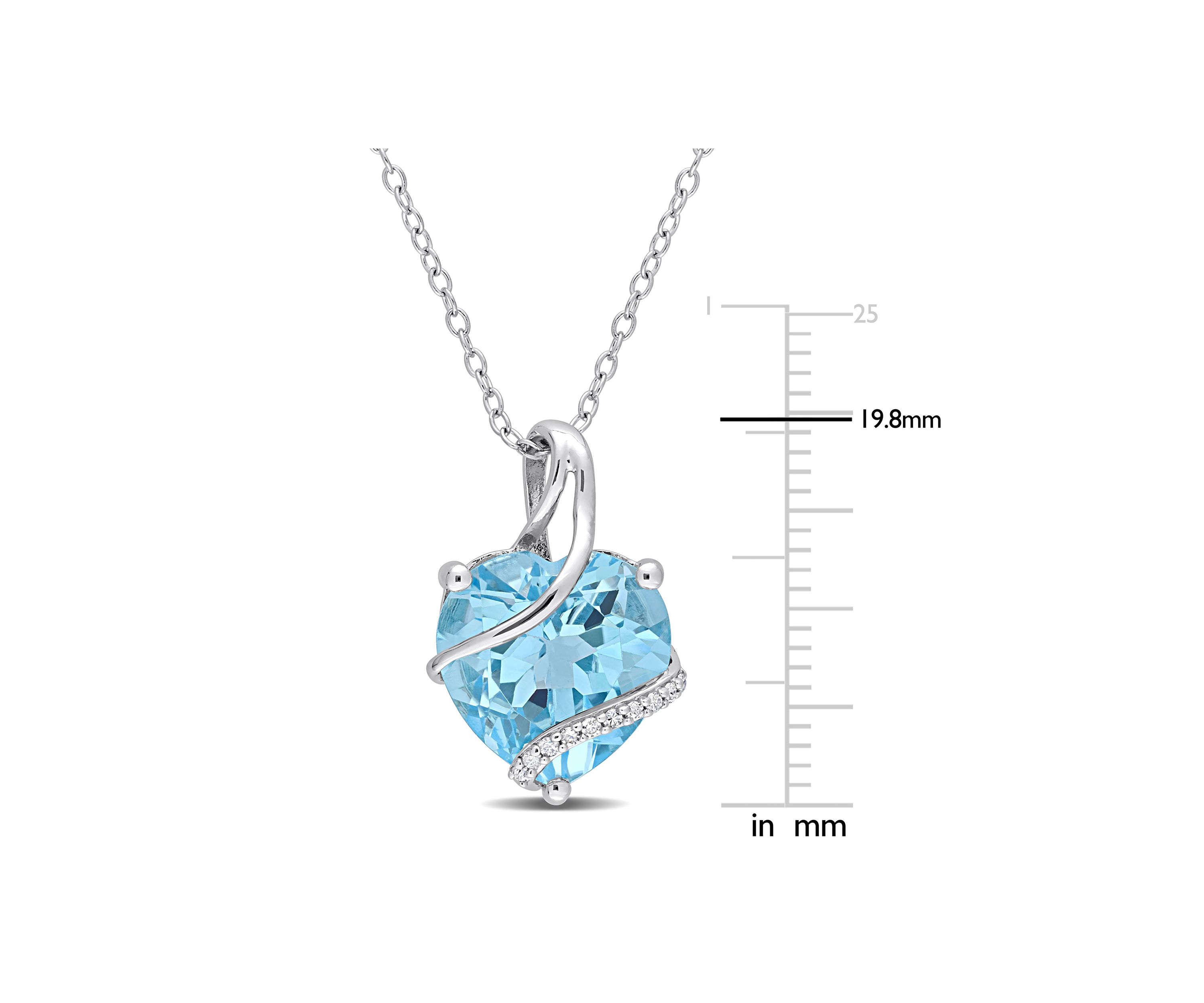 Sky Blue Topaz and Diamond Accent Heart Wrapped  Pendant with Chain in Sterling Silver
