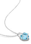 9 ct. t.w. Sky Blue Topaz and Diamond Accent Heart Wrapped Pendant with Chain in Sterling Silver